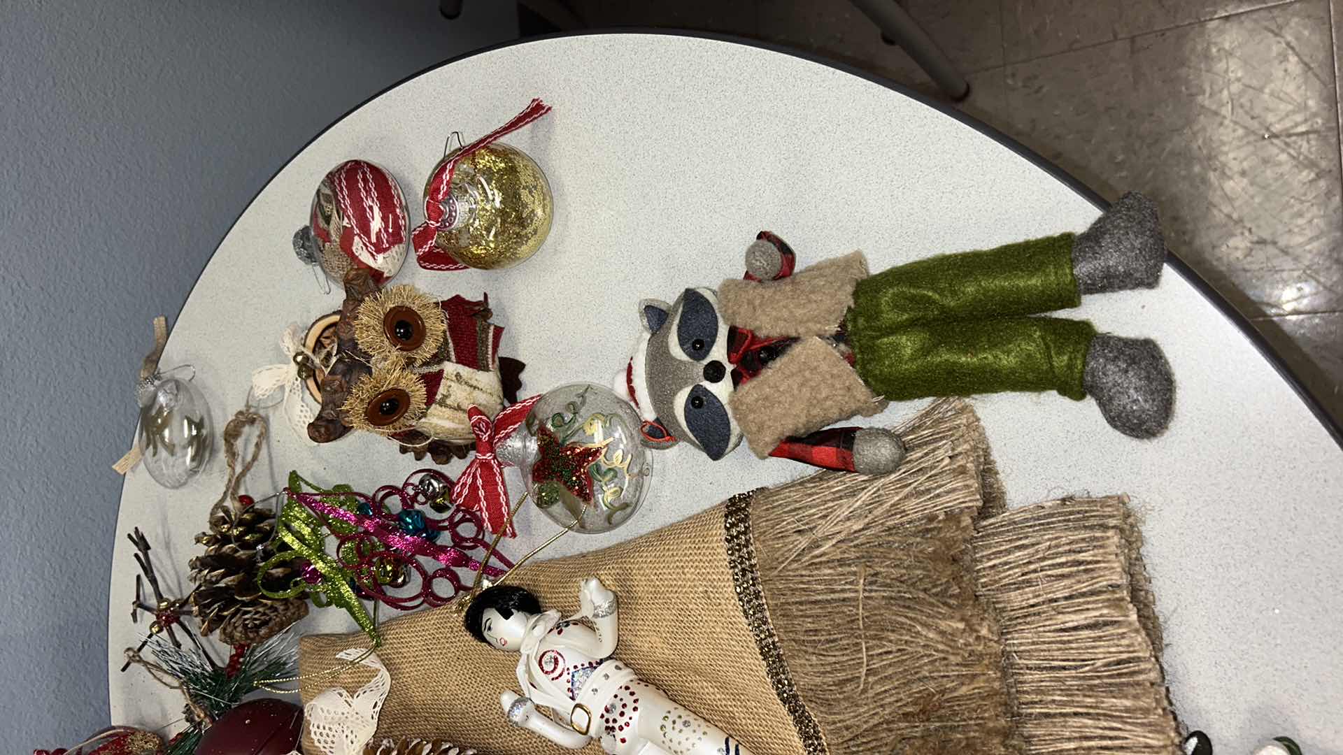 Photo 1 of CHRISTMAS TREE ORNAMENTS AND TREE SKIRT