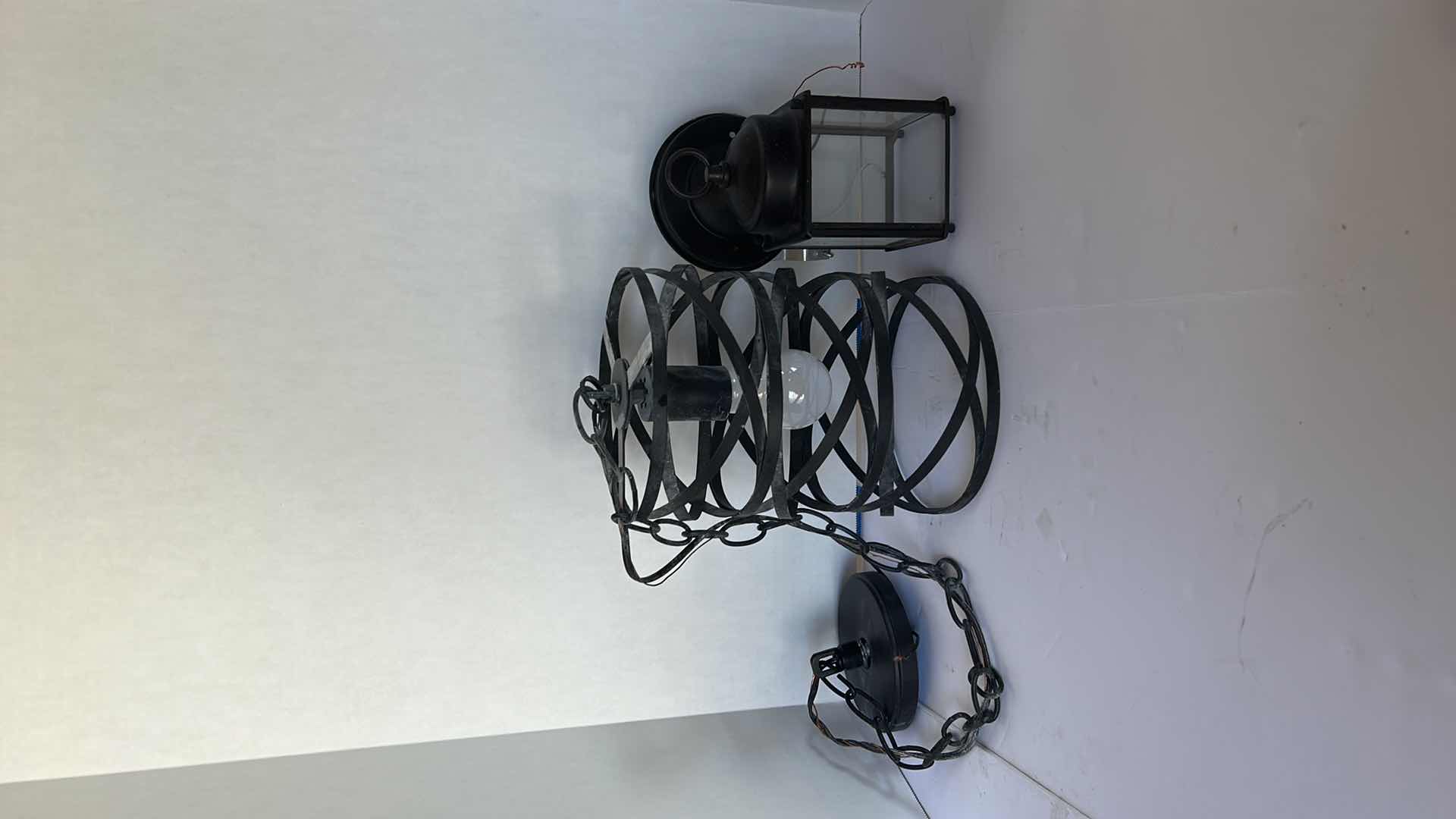 Photo 1 of TWO METAL LIGHTING FIXTURES (TALLEST 7” x 11”)