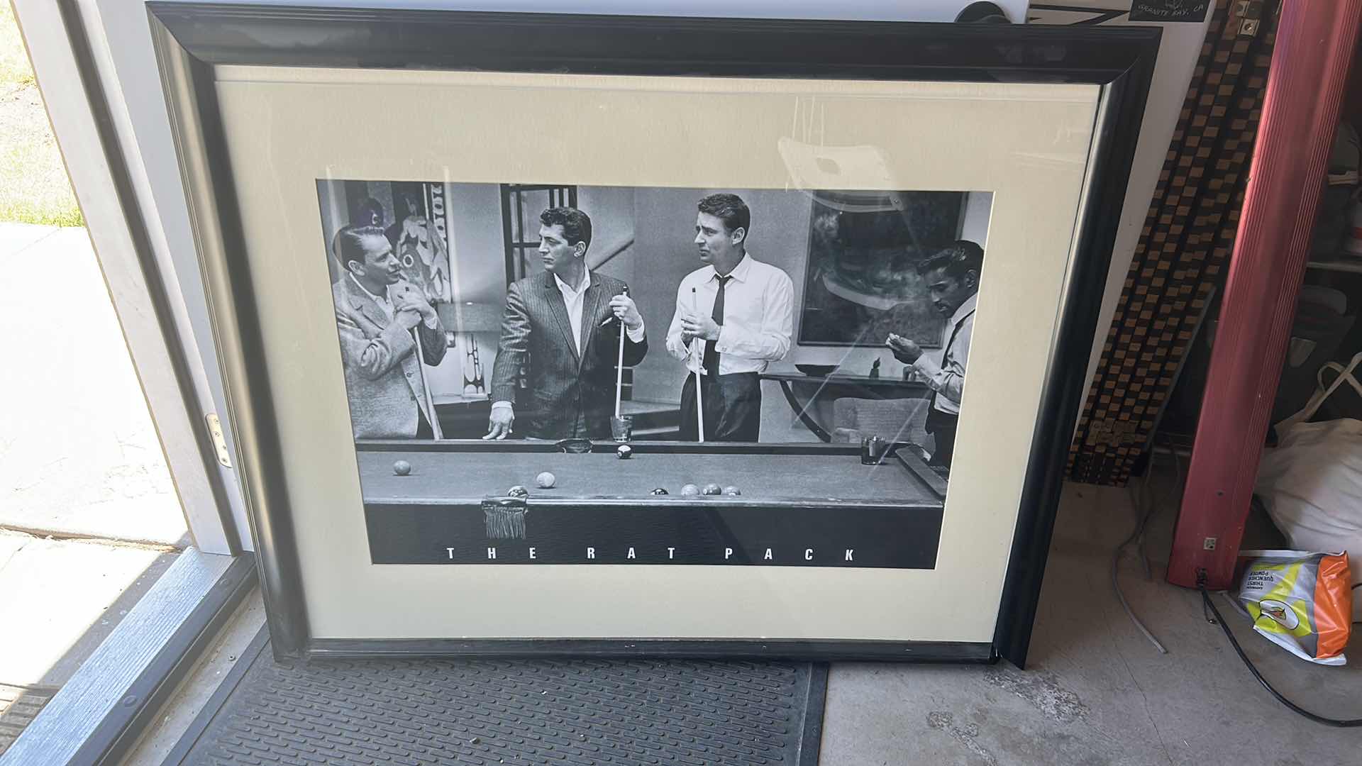 Photo 1 of THE RAT PACK “POOL PARTY 45” x 37” FRAMED BLACK AND WHITE ARTWORK