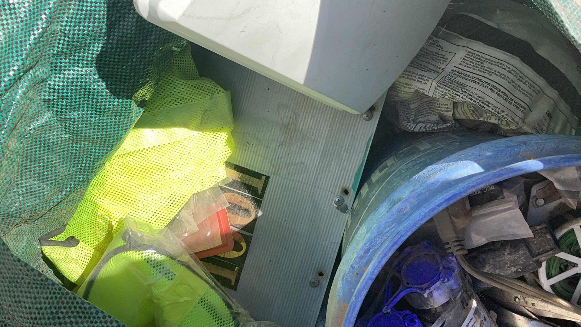 Photo 1 of YARD EQUIPMENT, SAFETY HELMETS, AND A MAILBOX