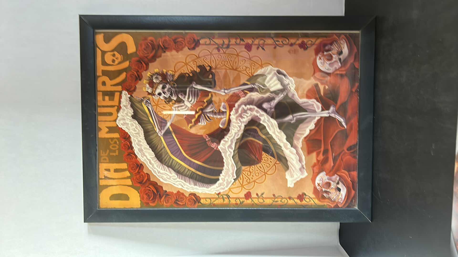 Photo 1 of DIA DE LOS MUERTOS 14.5” x 21” FRAMED ARTWORK AND NIGHTMARE BEFORE CHRISTMAS POSTER