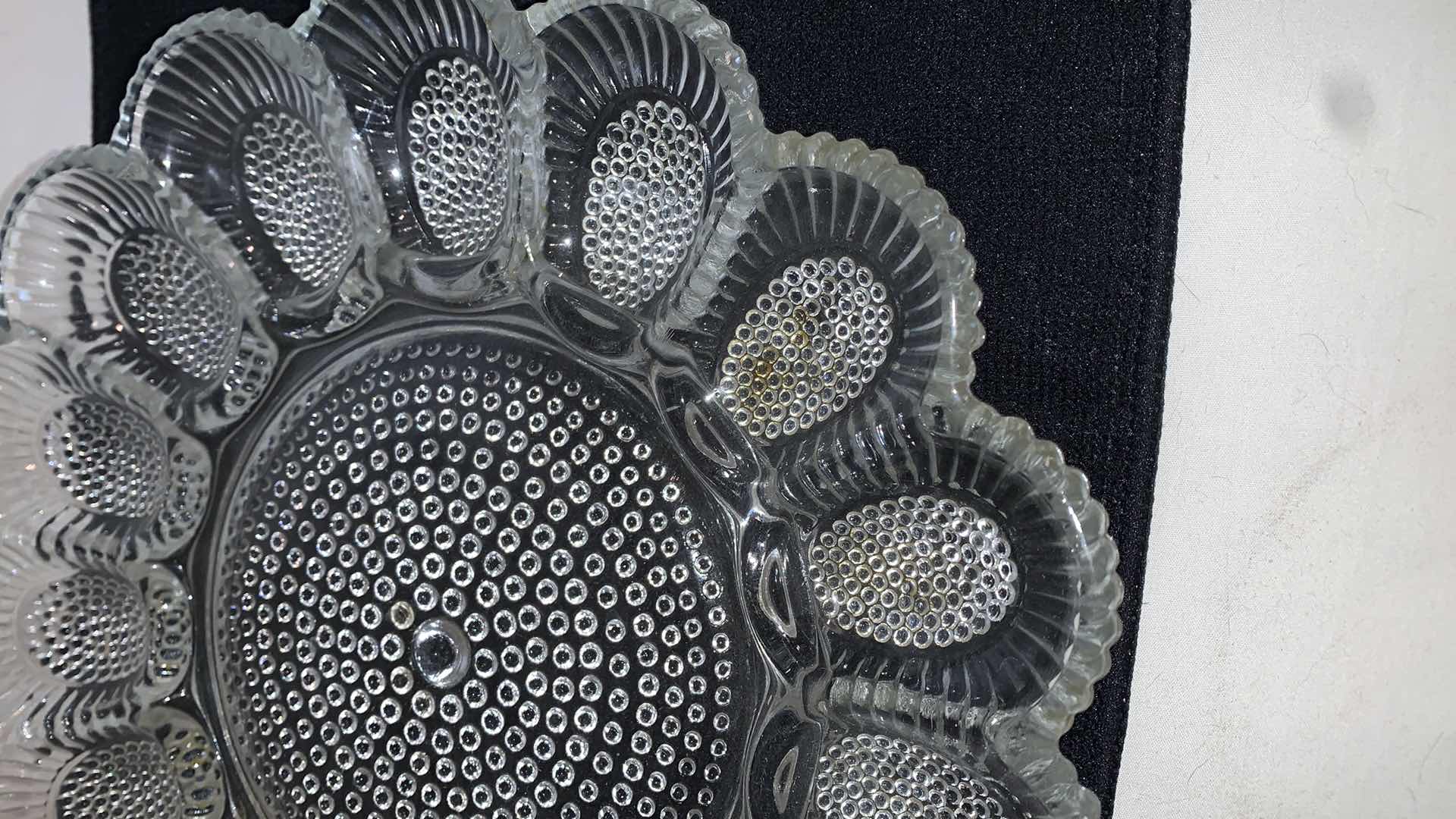 Photo 1 of ANTIQUE PRESSED GLASS DISH 11 IN WIDE