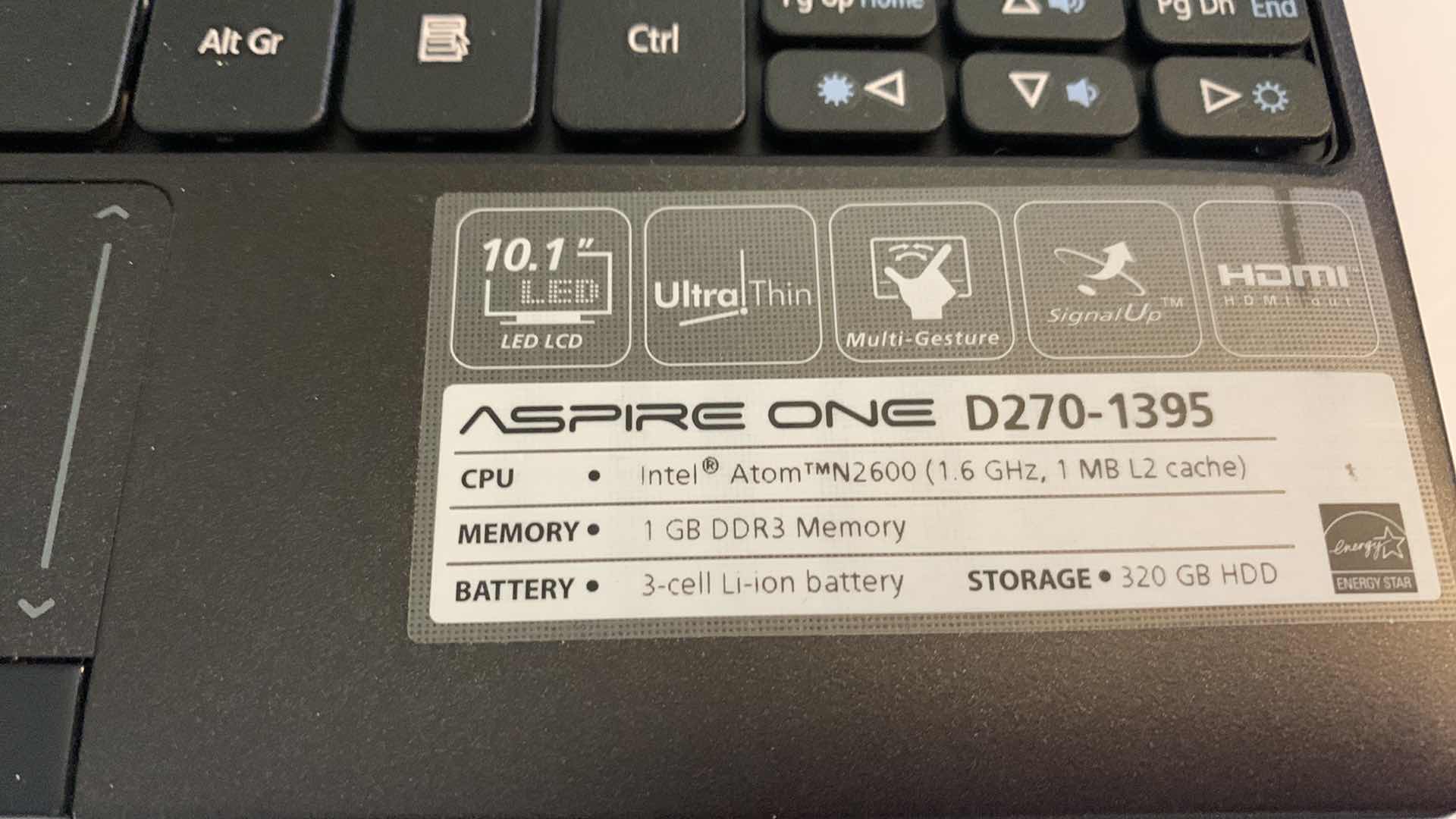 Photo 1 of ACER ONE D270-1395