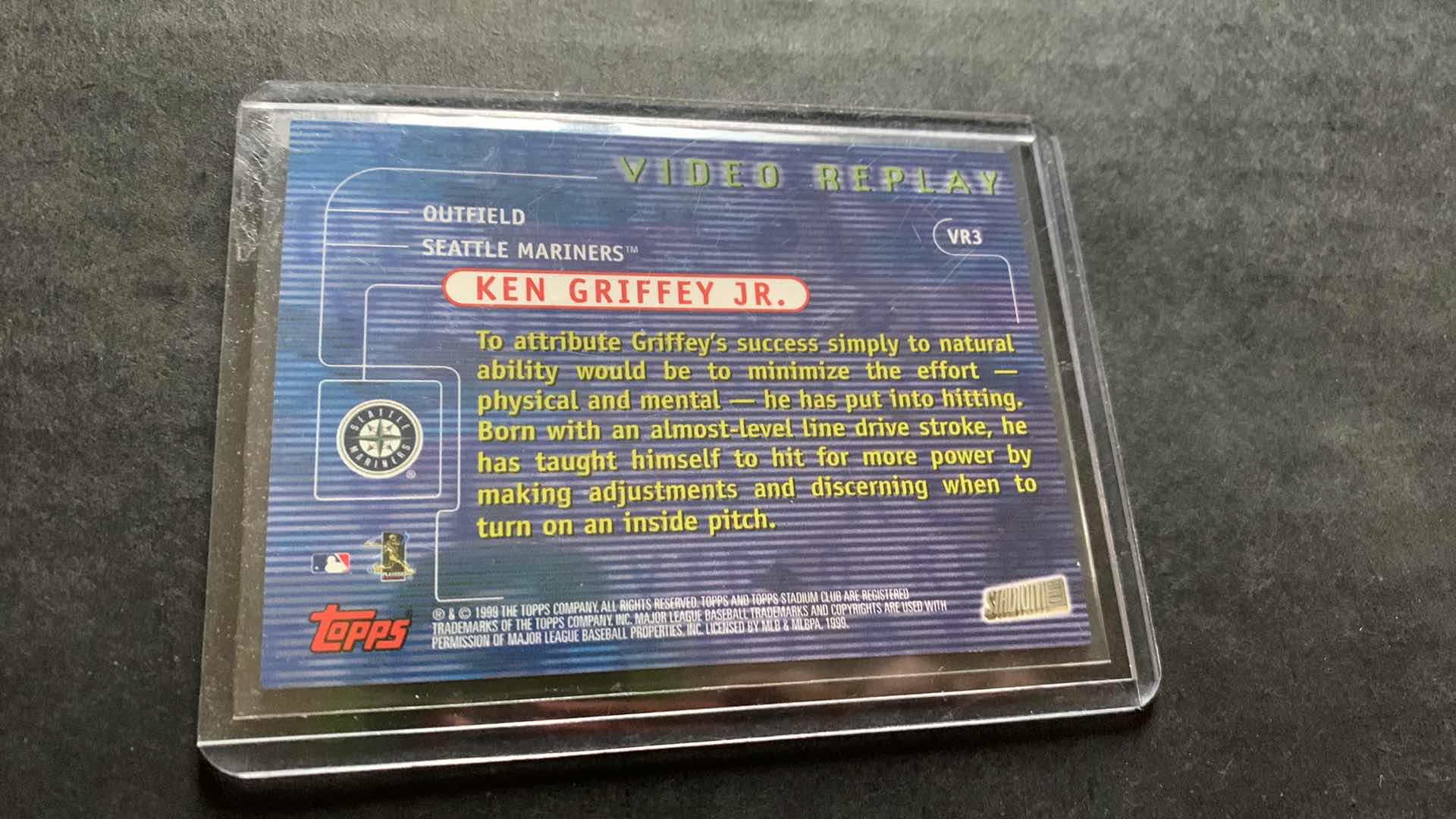Photo 1 of MLB BASEBALL 1999 KEN GRIFFEY JR. STADIUM CLUB VIDEO REPLAY