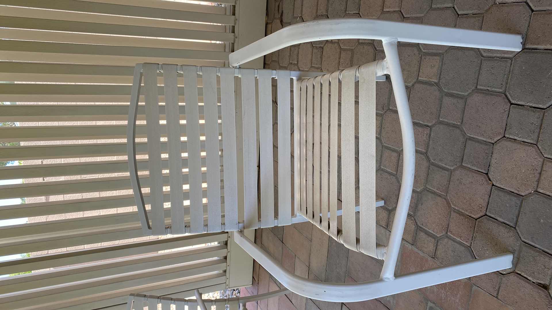 Photo 1 of MOSAIC PATIO TABLE 32” X 30.5” WITH 4 STRAP CHAIRS