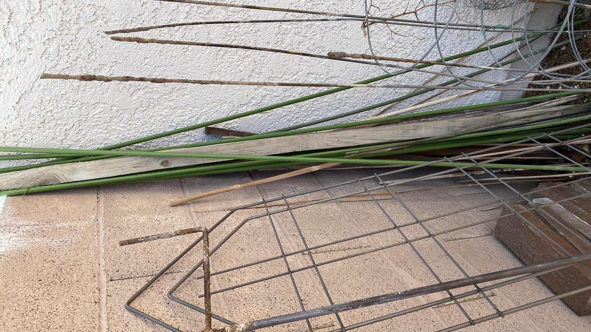 Photo 1 of GARDEN SUPPLIES TOMATO CAGES FENCE POLES FOR VINES SCALLOPED BRICK EDGING AND BRICKS