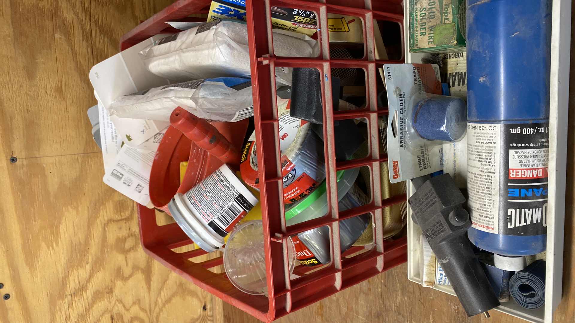 Photo 1 of BENZOMATIC AND CRATE OF TAPE AND PAINT SUPPLIES