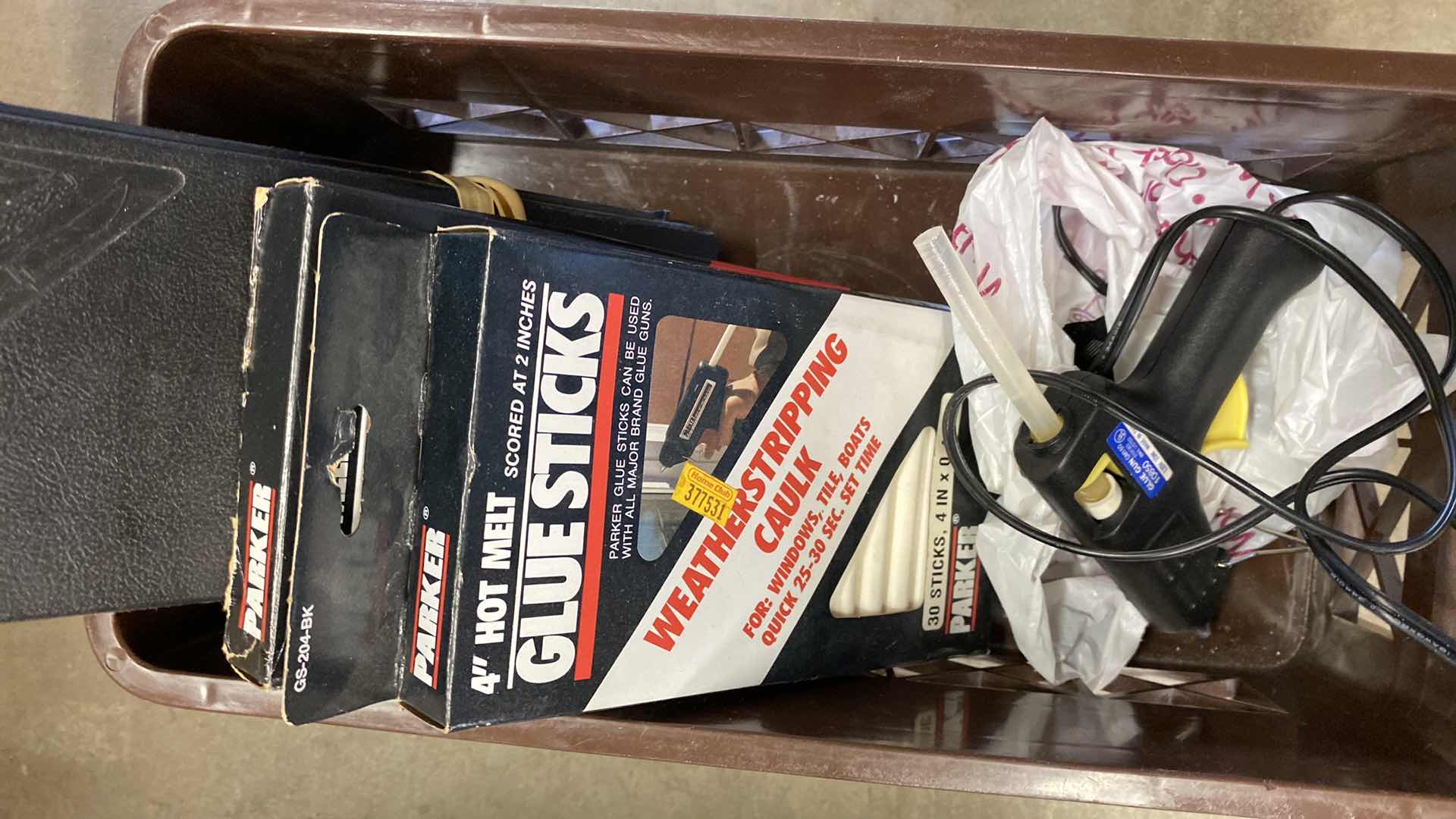 Photo 1 of BOX OF ELECTRICAL AND BOX WITH GLUE GUN AND STICKS