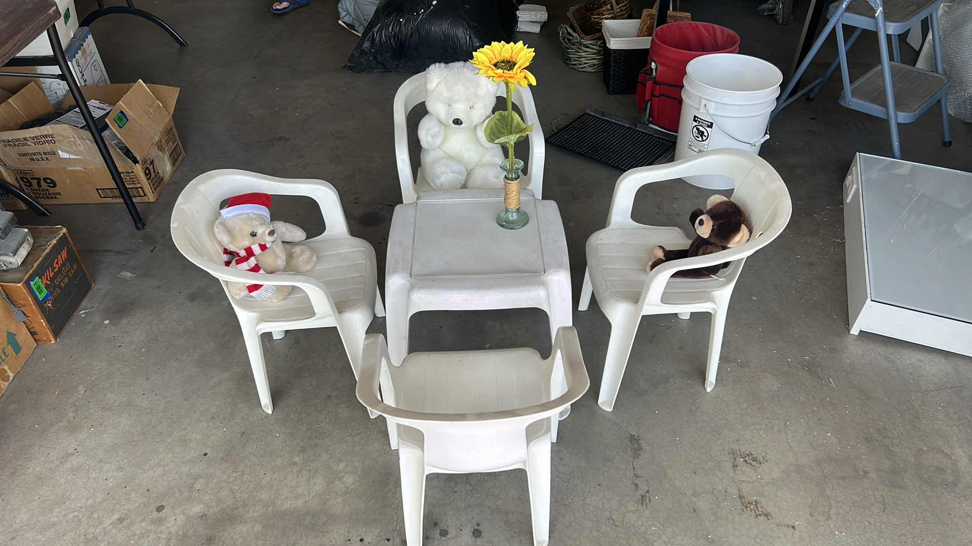 Photo 1 of CHILDS TABLE WITH 4 CHAIRS AND STUFFED ANIMALS