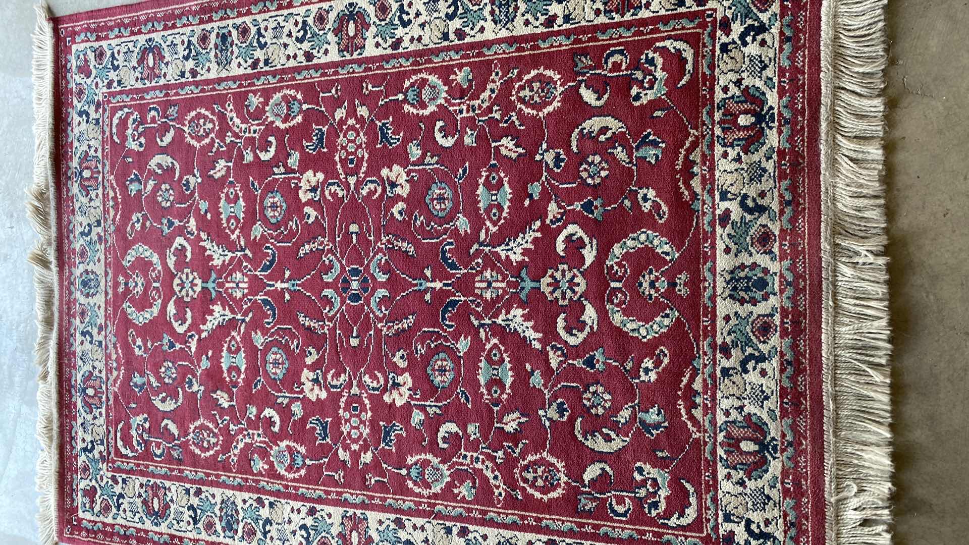 Photo 1 of BURGUNDY BLUE AND CREAM AREA RUG 45” X 65”