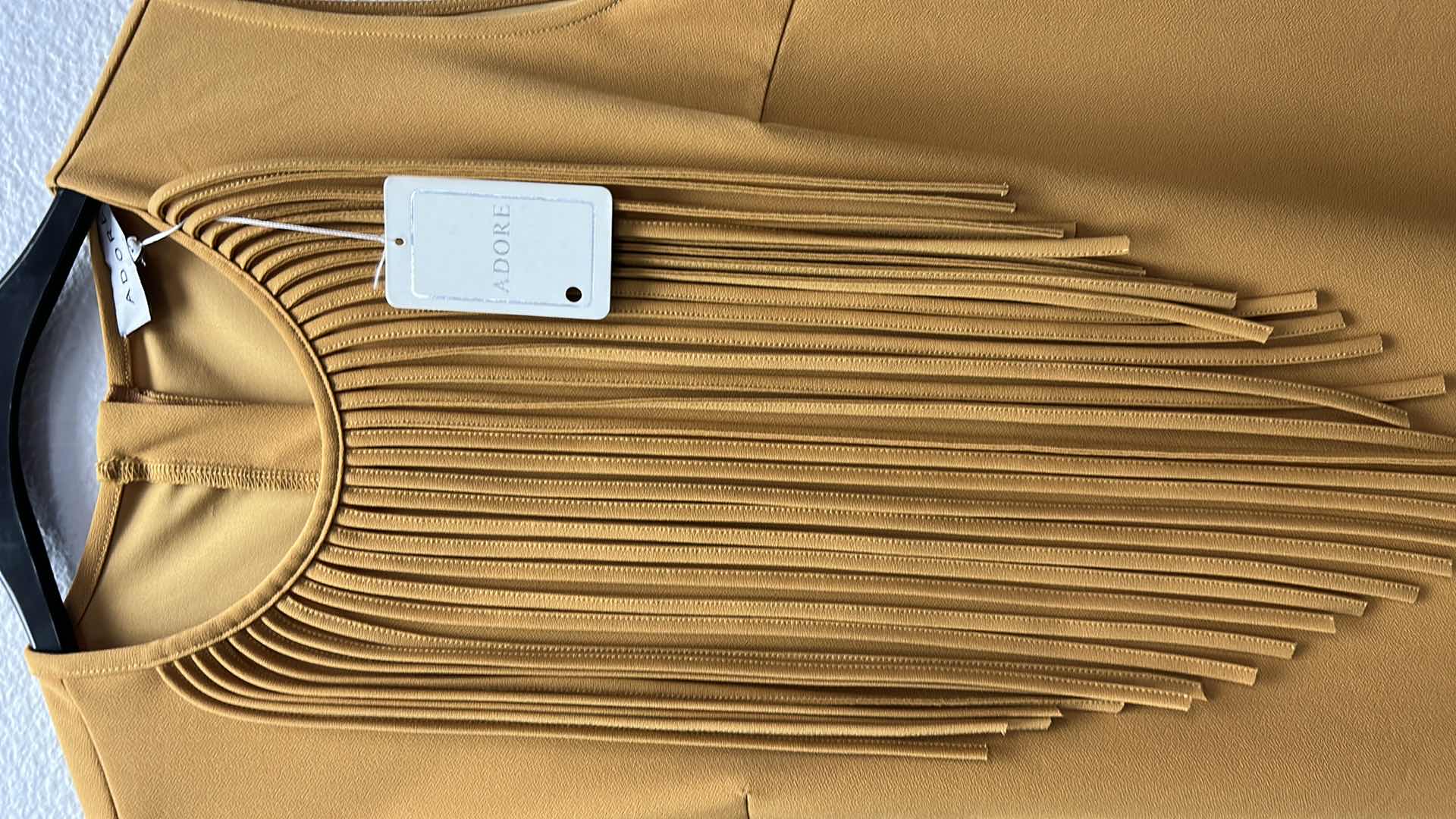 Photo 1 of NWT WOMEN'S SIZE MEDIUM ADORE MUSTARD DRESS WITH FRINGE