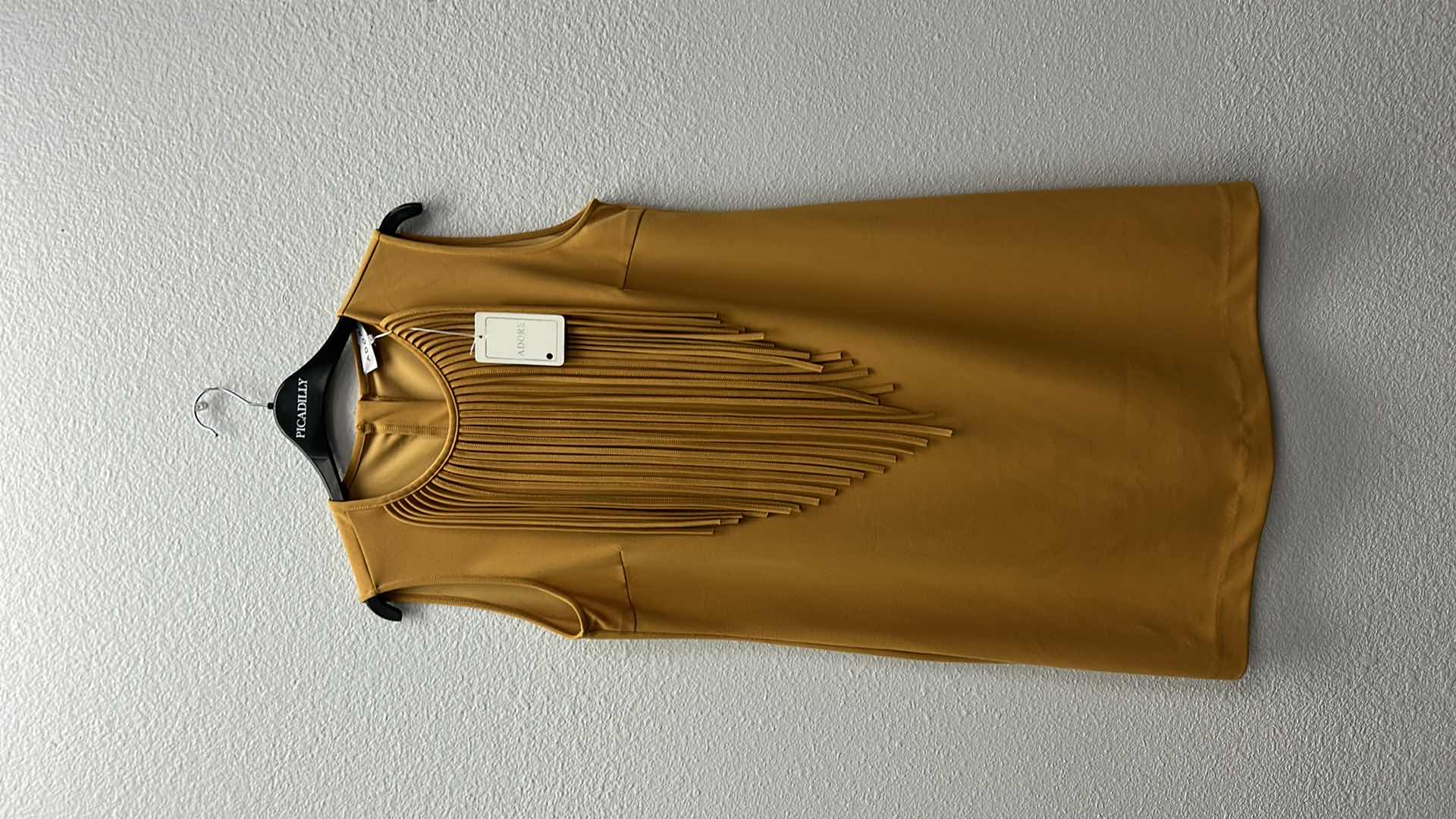 Photo 1 of NWT WOMEN'S SIZE MEDIUM ADORE MUSTARD DRESS WITH FRINGE