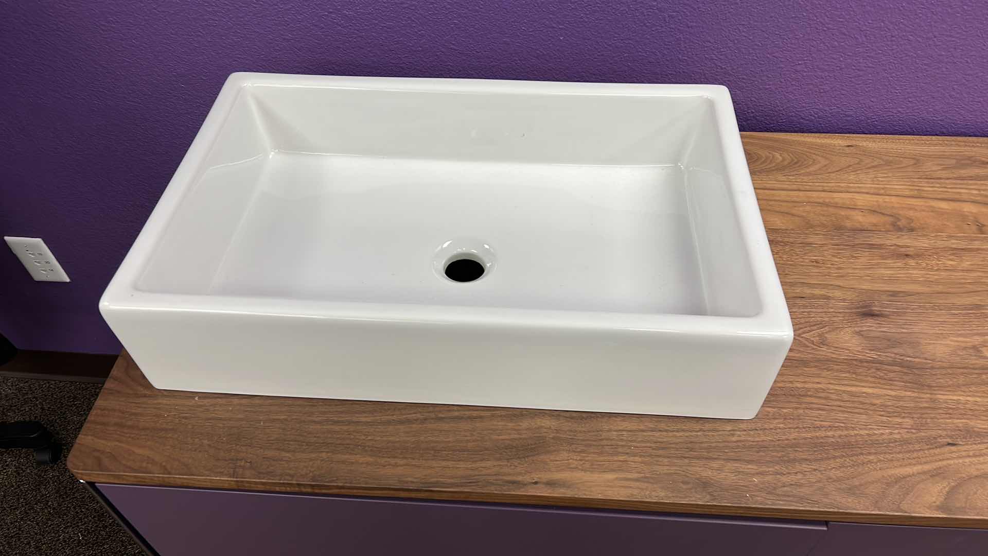 Photo 1 of PURPLE DURAVIT VANITY W 4 DRAWERS AND 18” CERAMIC SINK 