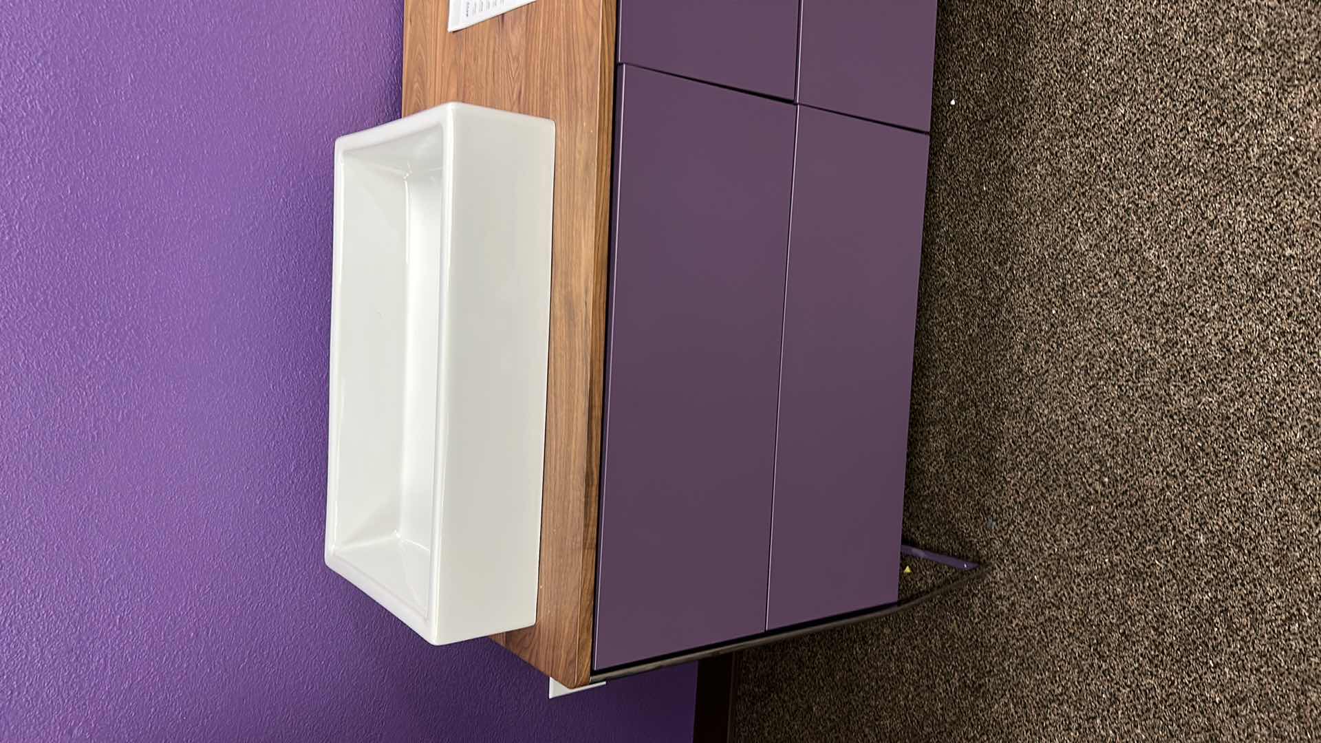 Photo 1 of PURPLE DURAVIT VANITY W 4 DRAWERS AND 18” CERAMIC SINK 