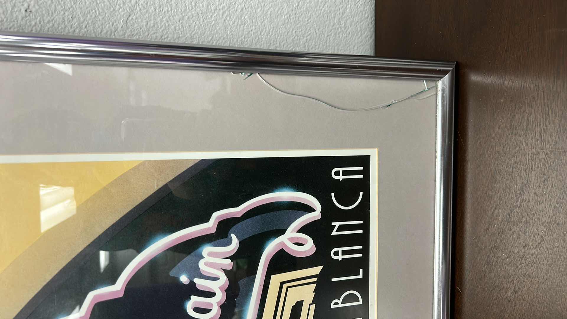 Photo 1 of RICKS CAFE AMERICAIN CASABLANCA, PETER KELLY SILVER FRAMED ARTWORK 30" x 37.5" (GLASS NEEDS REPLACING)