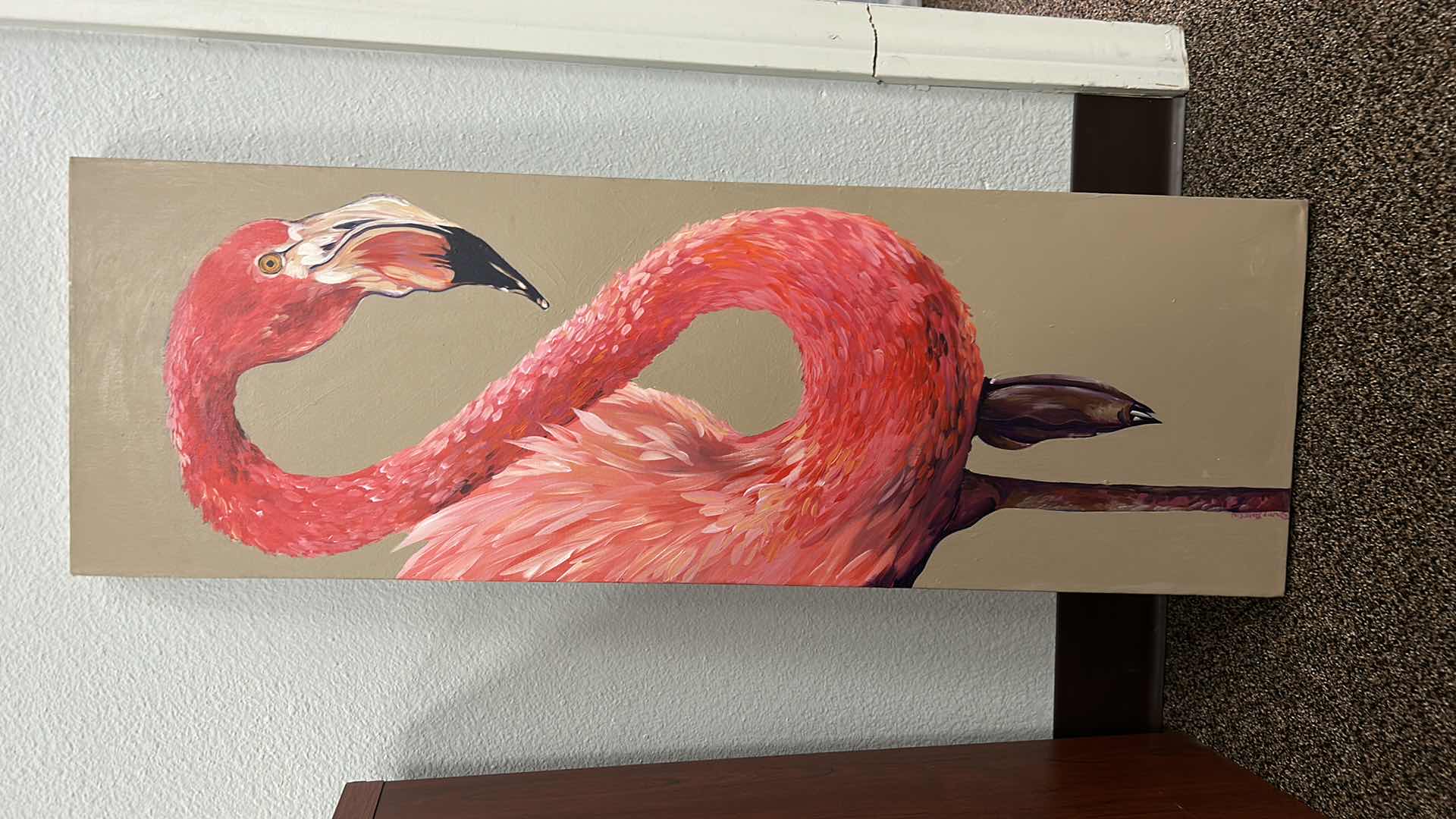 Photo 1 of PINK FLAMINGO STRETCHED CANVAS 12” x 36”