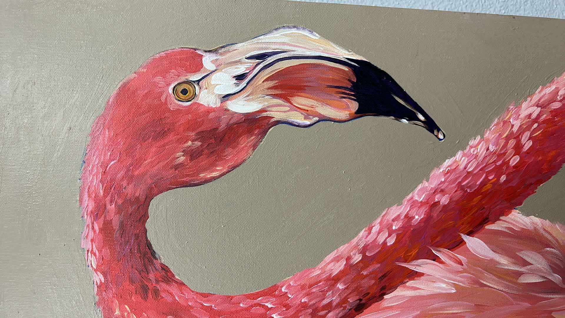 Photo 1 of PINK FLAMINGO STRETCHED CANVAS 12” x 36”