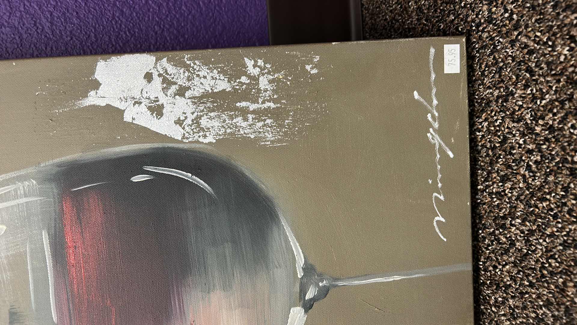 Photo 1 of WINE STRETCHED CANVAS ARTWORK SIGNED 23.5” x 23.5” 