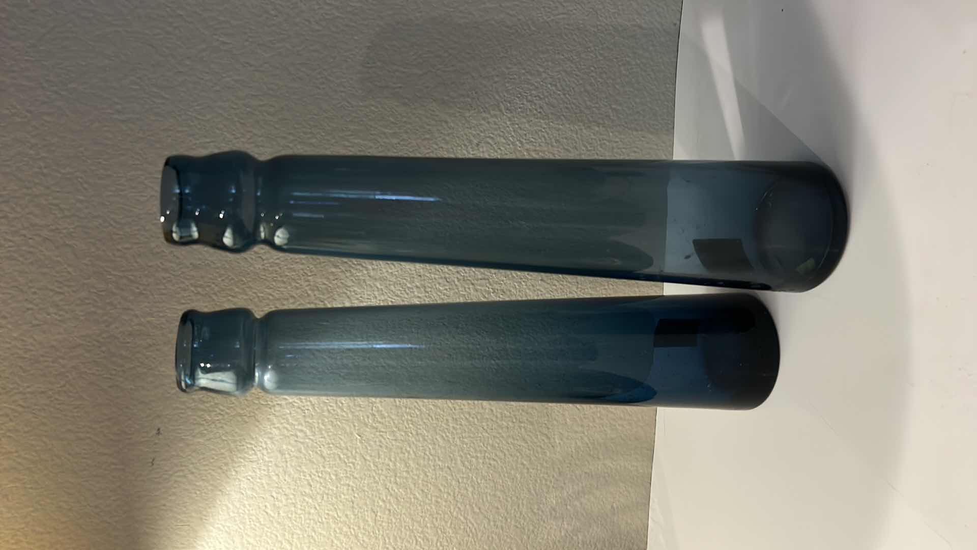 Photo 1 of HOME DECOR - 2 BLUE GLASS VASES H14”