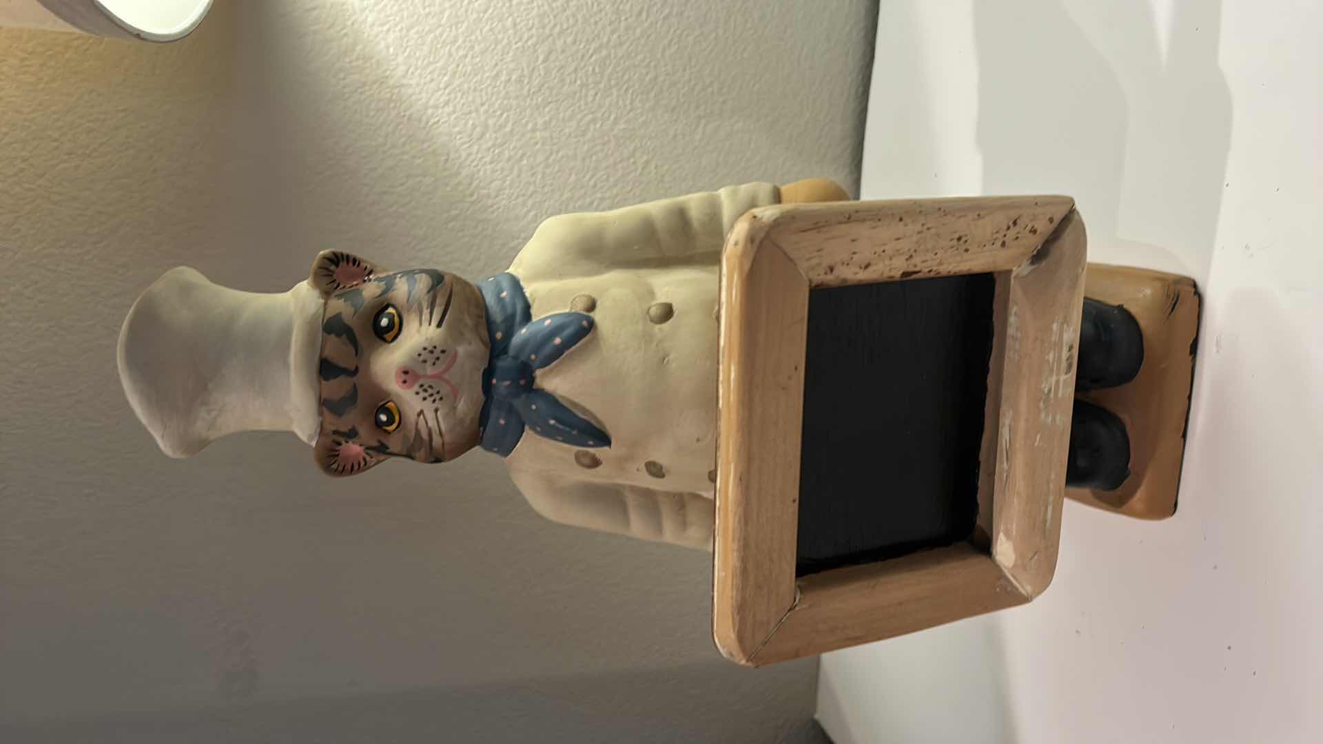 Photo 1 of HOME DECOR -  CAT CHEF FIGURINE  H14.5”AND SMALL WOOD BOX