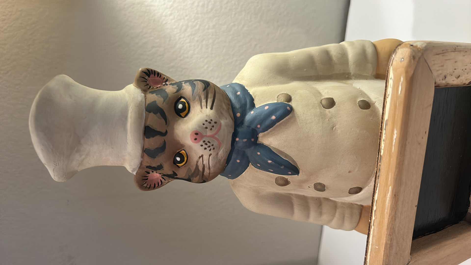 Photo 1 of HOME DECOR -  CAT CHEF FIGURINE  H14.5”AND SMALL WOOD BOX
