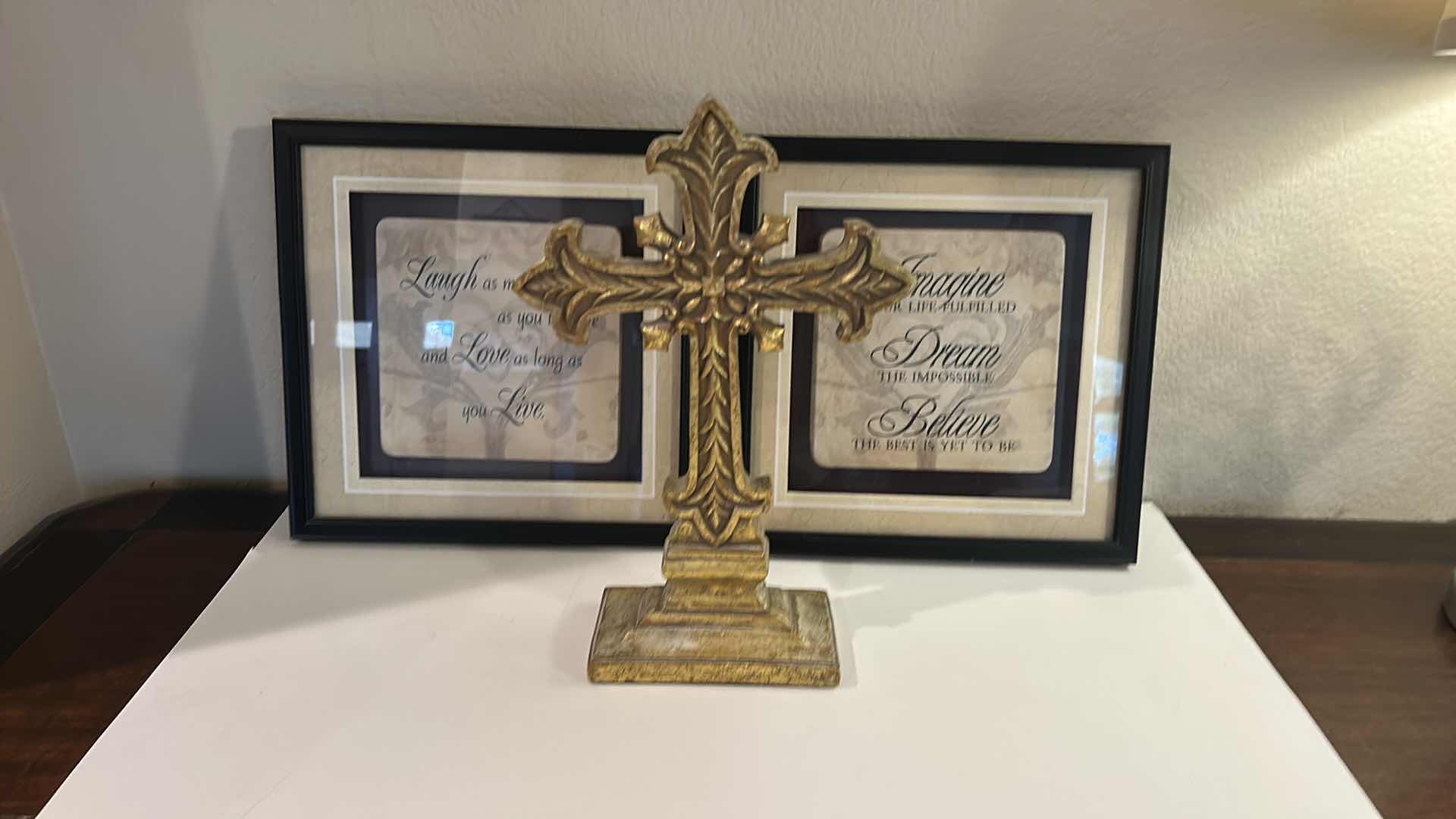 Photo 1 of 3 PIECE HOME DECOR - FRAMED TILES 12” x 12”  AND CERAMIC CROSS H14”