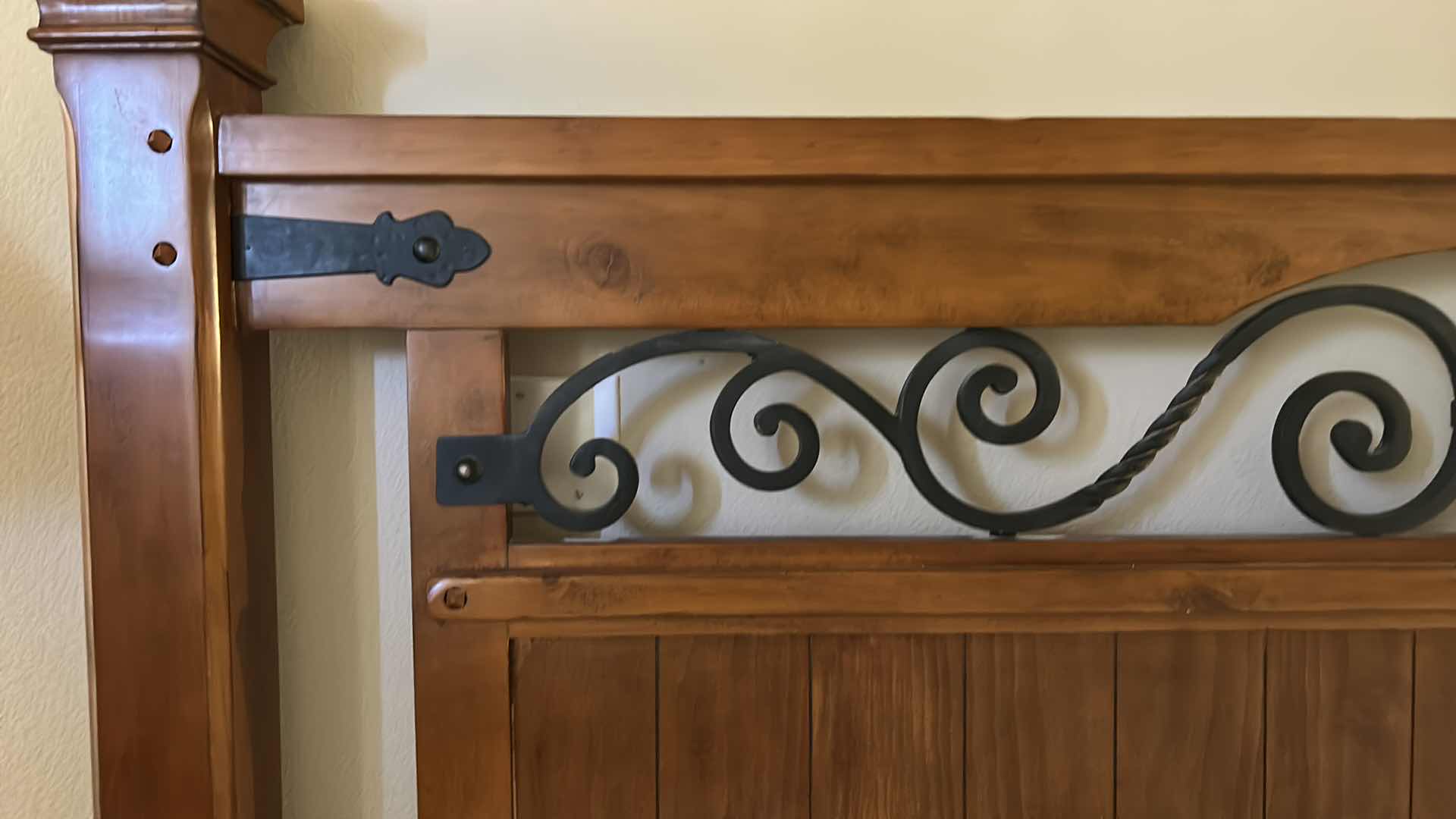 Photo 1 of HOME FURNITURE - WOOD WITH METAL ACCENTS - KING BEDFRAME HEADBOARD AND FOOTBOARD 82. 5” x 90” x H61” (MATTRESS AND OTHER PIECES SOLD SEPERATELY)