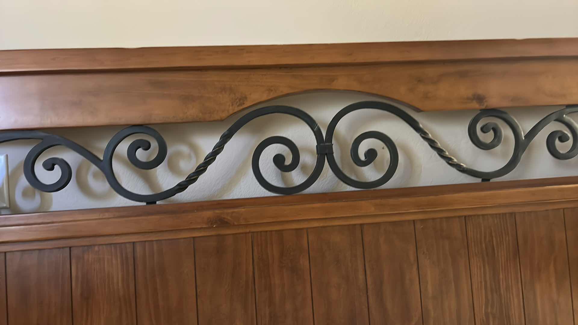 Photo 1 of HOME FURNITURE - WOOD WITH METAL ACCENTS - KING BEDFRAME HEADBOARD AND FOOTBOARD 82. 5” x 90” x H61” (MATTRESS AND OTHER PIECES SOLD SEPERATELY)