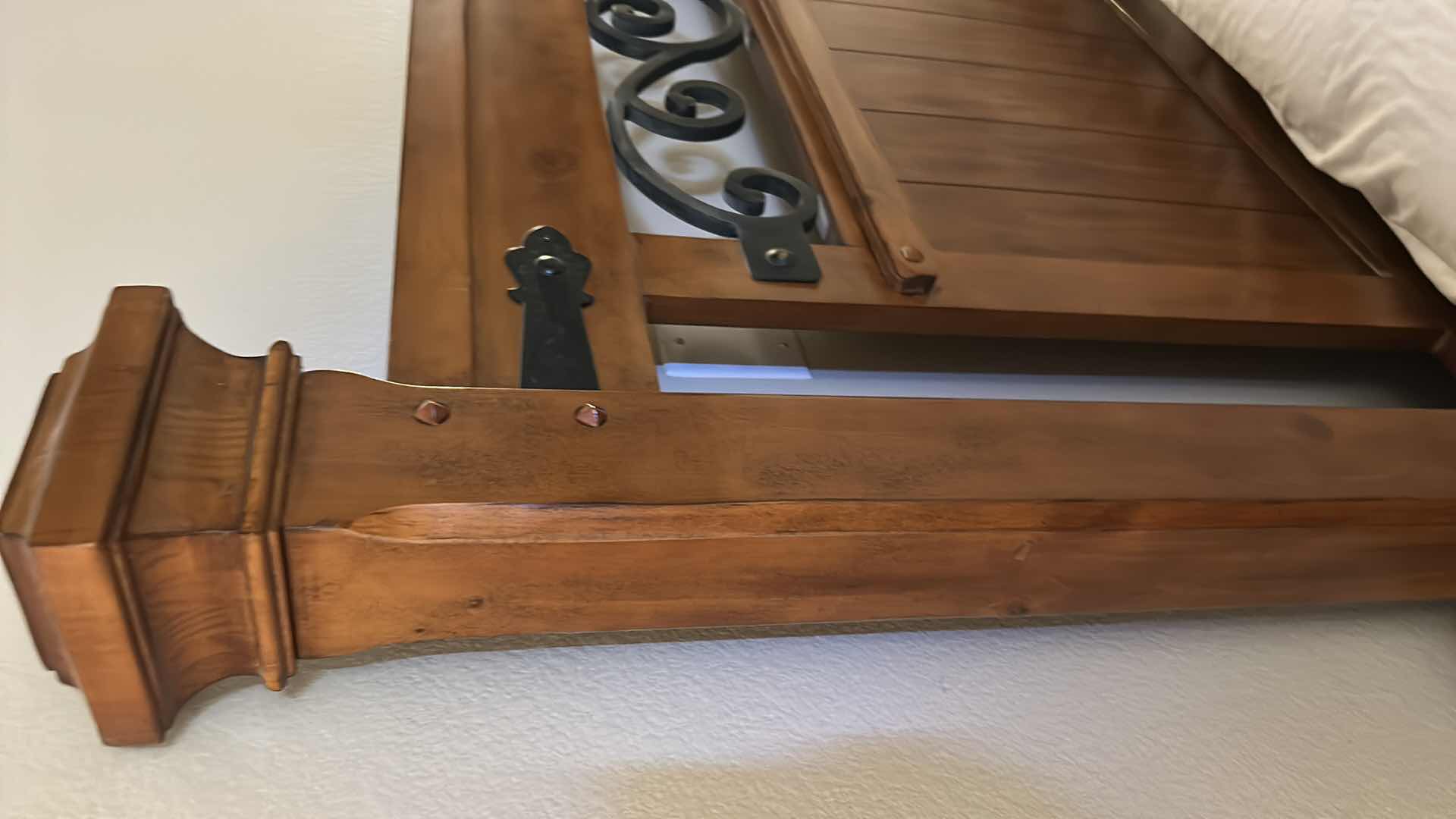 Photo 1 of HOME FURNITURE - WOOD WITH METAL ACCENTS - KING BEDFRAME HEADBOARD AND FOOTBOARD 82. 5” x 90” x H61” (MATTRESS AND OTHER PIECES SOLD SEPERATELY)