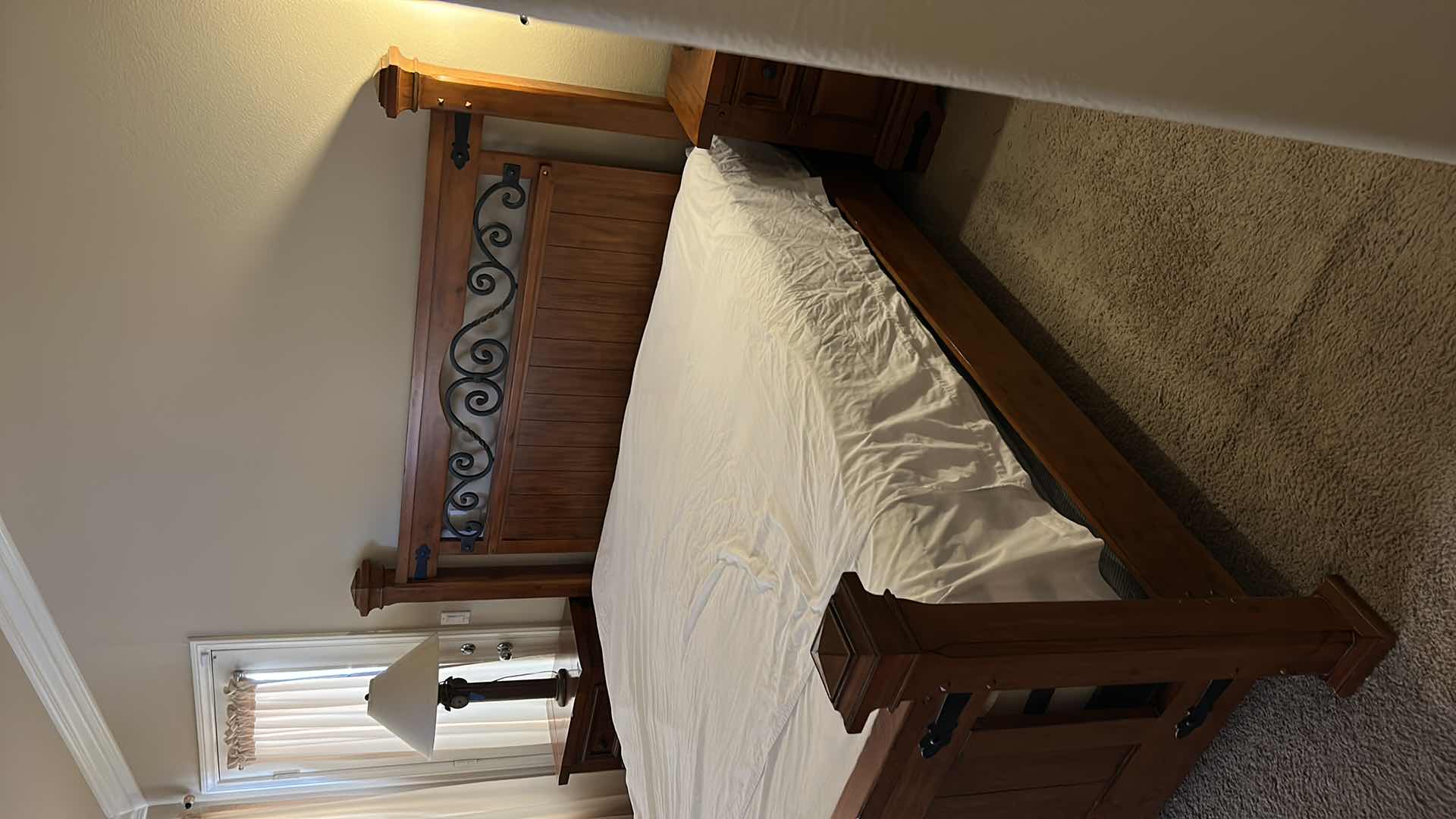 Photo 1 of HOME FURNITURE - WOOD WITH METAL ACCENTS - KING BEDFRAME HEADBOARD AND FOOTBOARD 82. 5” x 90” x H61” (MATTRESS AND OTHER PIECES SOLD SEPERATELY)