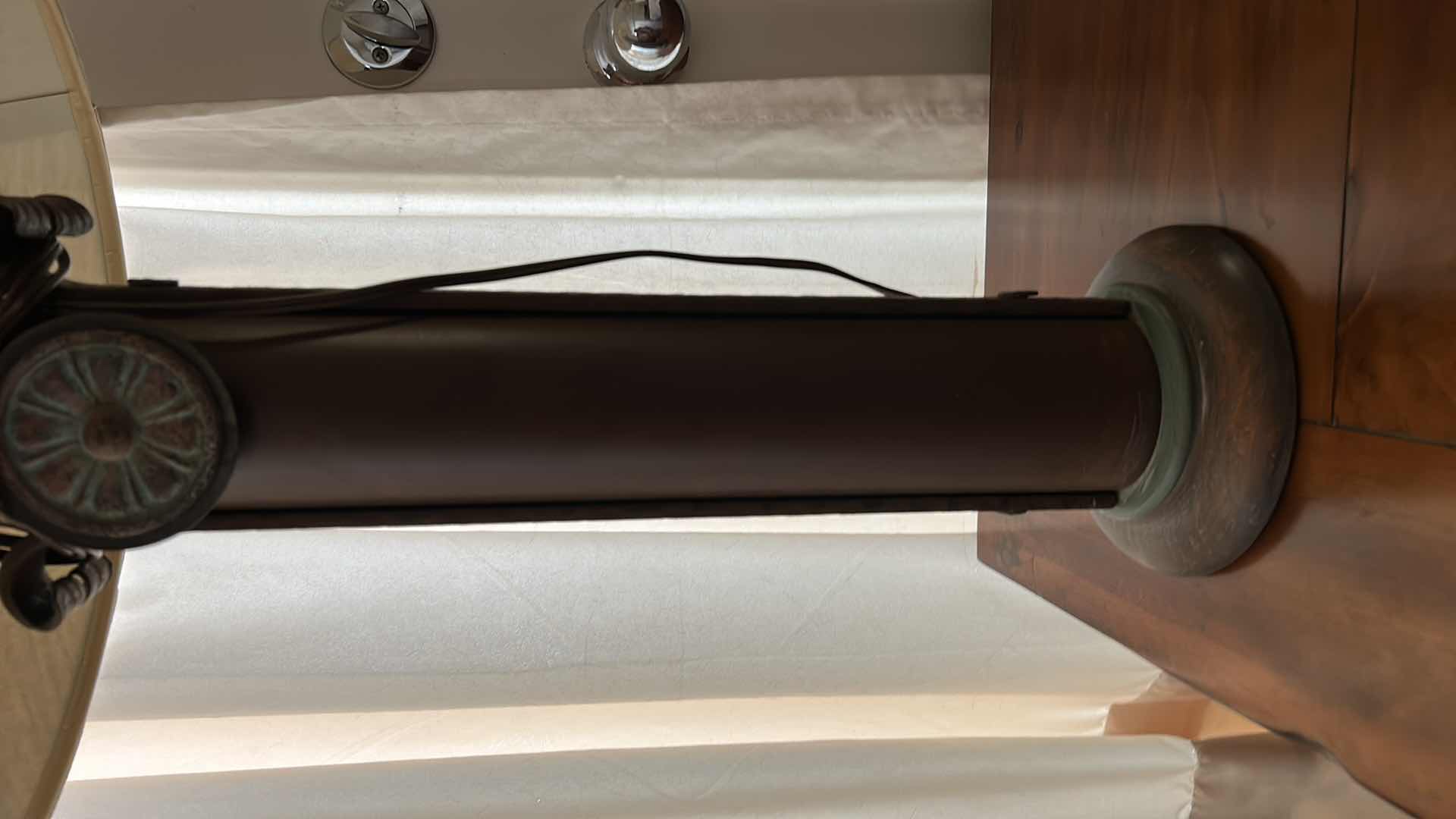 Photo 3 of HOME DECOR - VINTAGE METAL LAMP WITH AGED PATINA W SHADE H31”