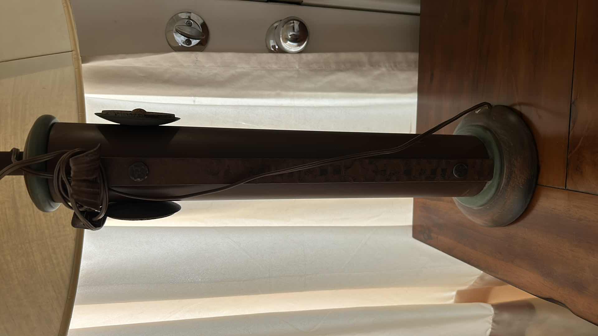 Photo 5 of HOME DECOR - VINTAGE METAL LAMP WITH AGED PATINA W SHADE H31”