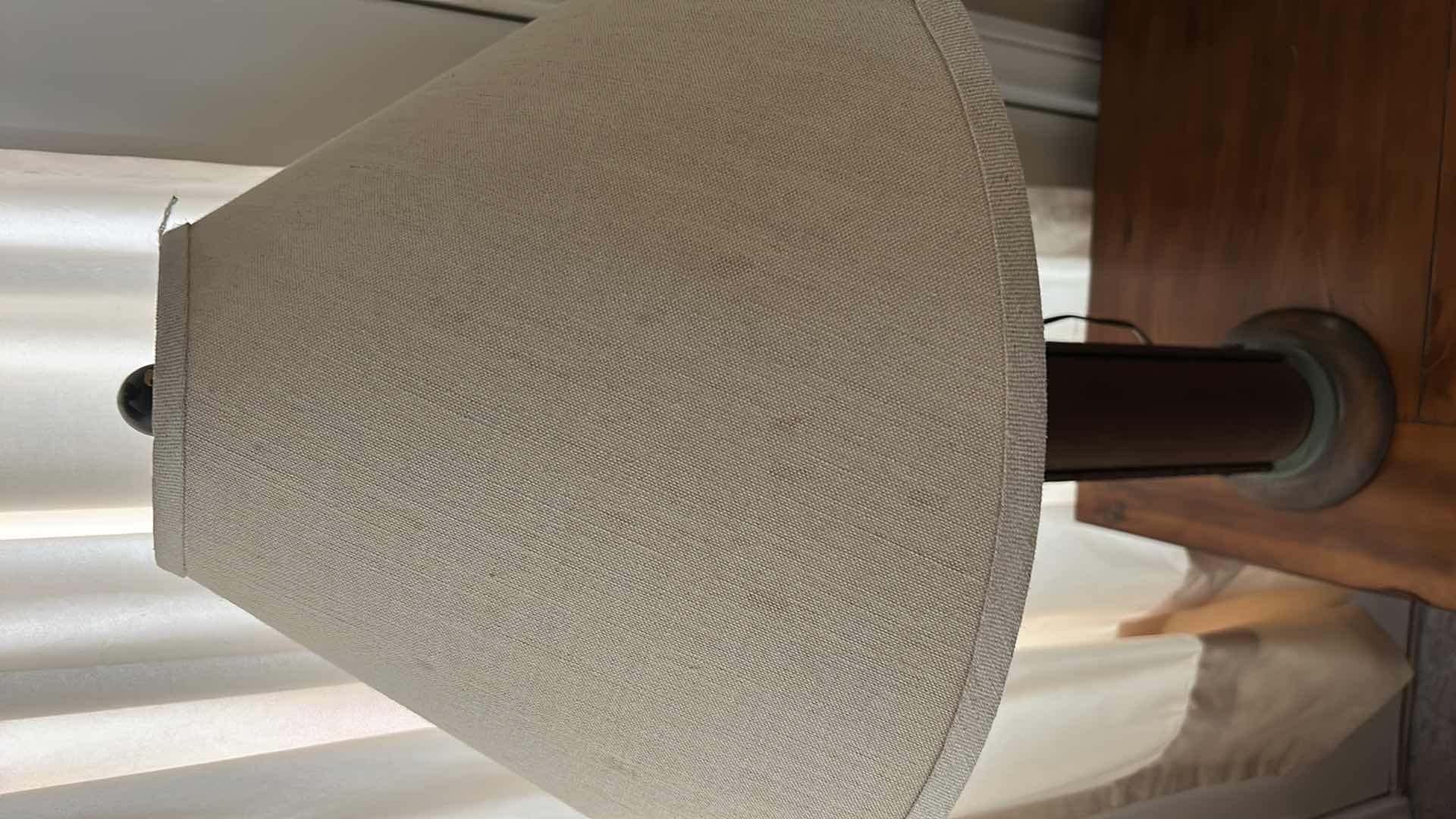 Photo 4 of HOME DECOR - VINTAGE METAL LAMP WITH AGED PATINA W SHADE H31”