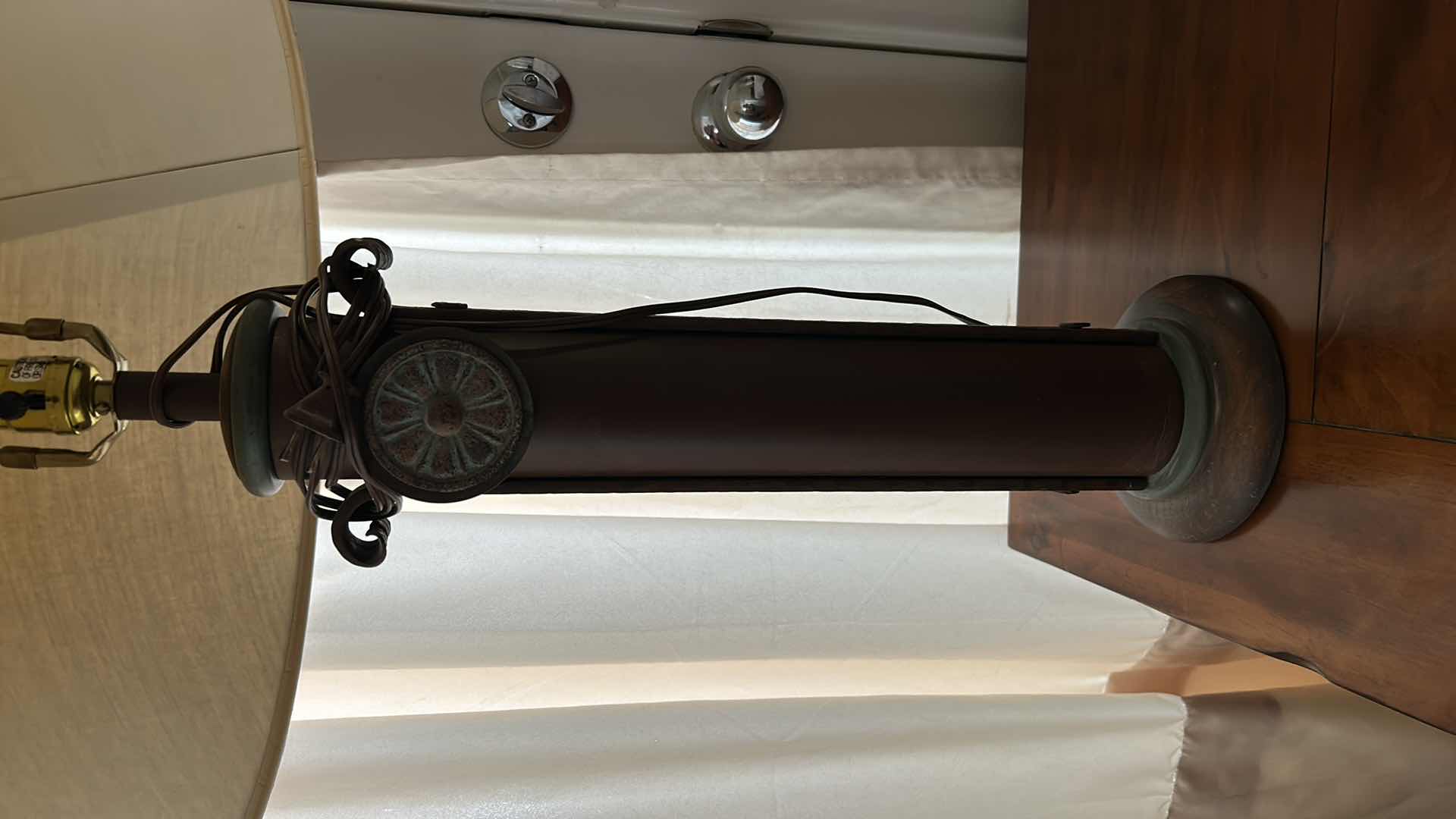 Photo 6 of HOME DECOR - VINTAGE METAL LAMP WITH AGED PATINA W SHADE H31”