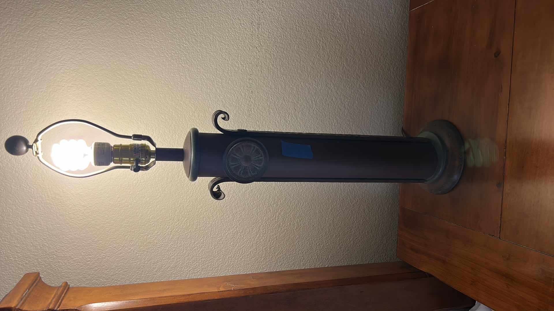 Photo 1 of HOME DECOR - VINTAGE METAL LAMP WITH AGED PATINA H31”