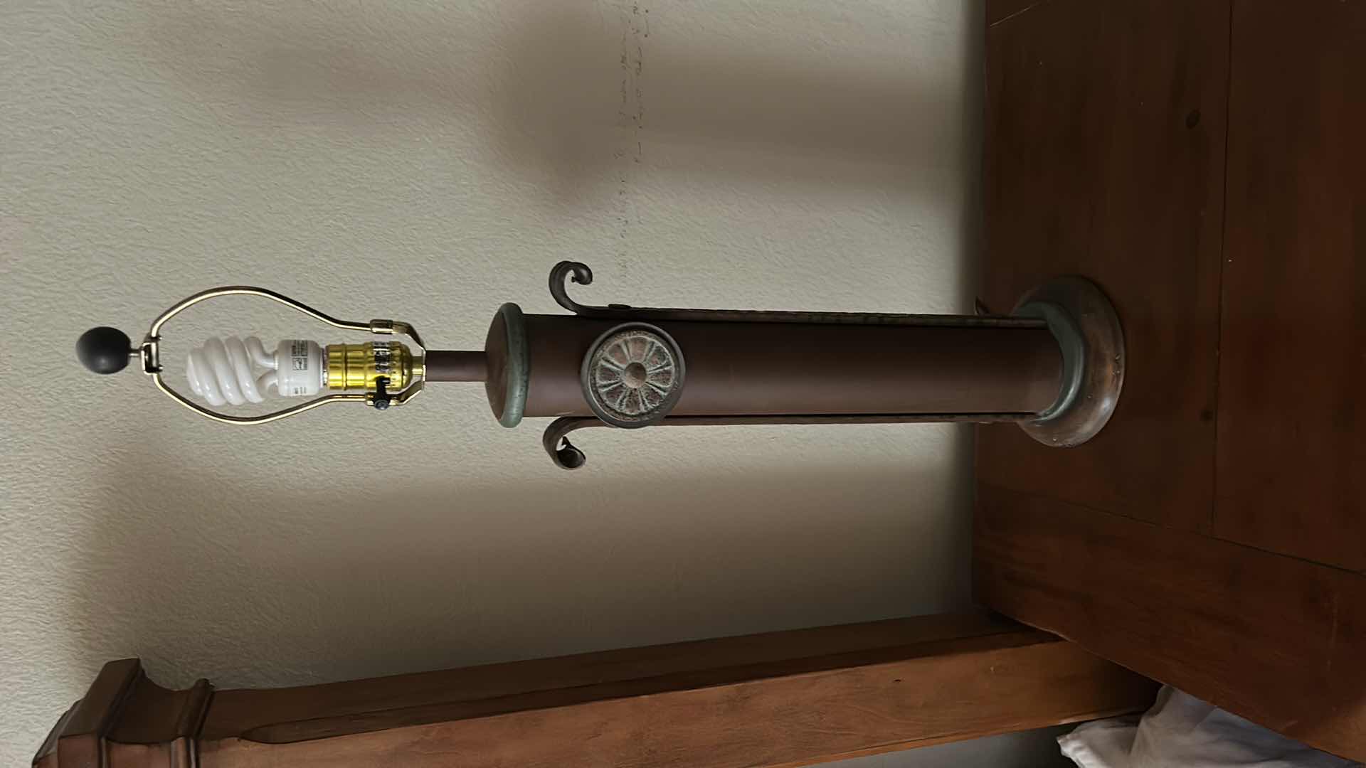 Photo 1 of HOME DECOR - VINTAGE METAL LAMP WITH AGED PATINA H31”