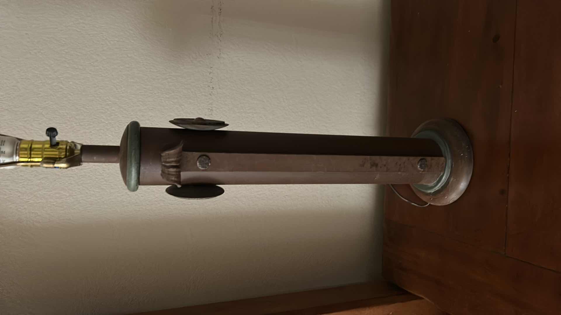 Photo 1 of HOME DECOR - VINTAGE METAL LAMP WITH AGED PATINA H31”