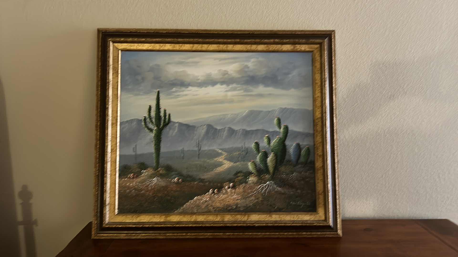 Photo 7 of ARTIST SIGNED OIL ON CANVAS “DESERT LANDSCAPE FRAMED ARTWORK 291/2” x 26”