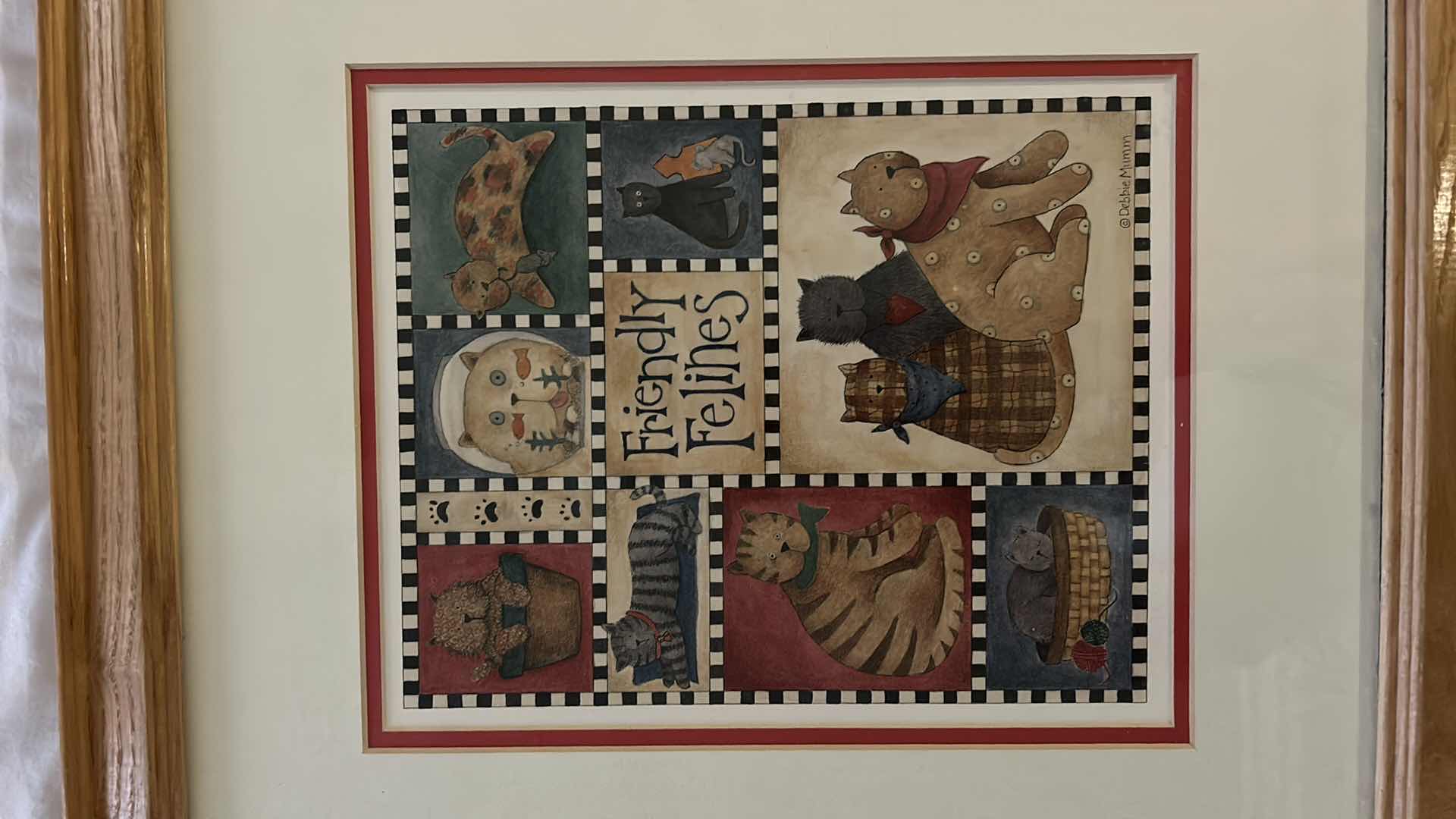 Photo 1 of FRIENDLY FELINES FRAMED ARTWORK 17” x 19”