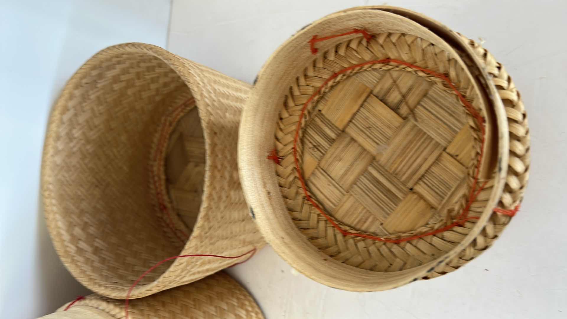 Photo 1 of CHINESE WOVEN WICKER VEGTABLE STEAMING BASKETS. 