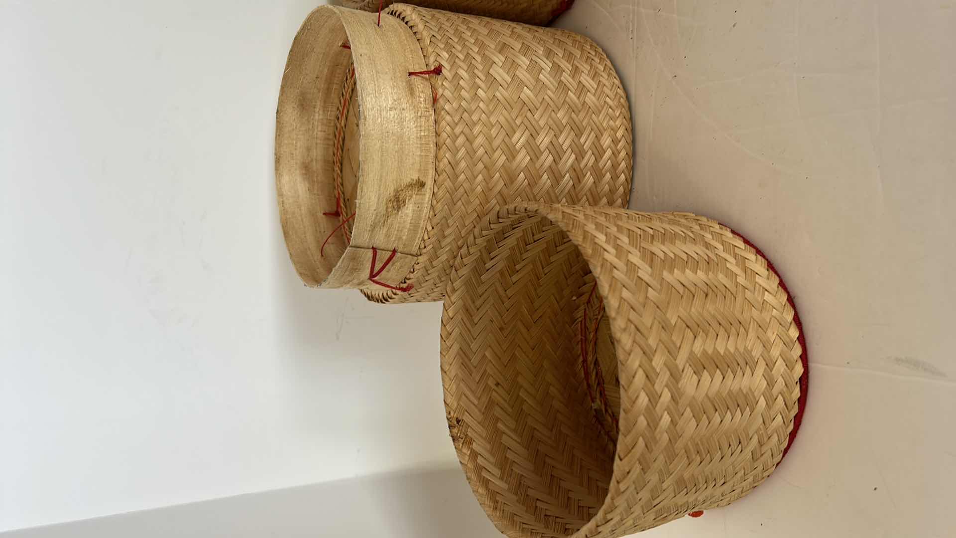 Photo 1 of CHINESE WOVEN WICKER VEGTABLE STEAMING BASKETS. 