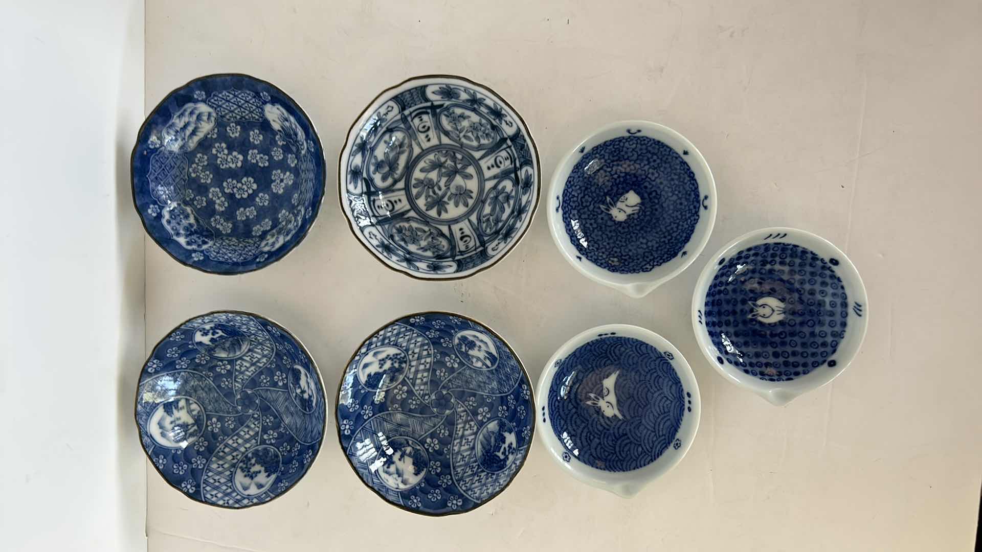 Photo 1 of 7 - BLUE AND WHITE JAPANESE PORCELAIN BOWLS (4 TAKAHASHI) LARGEST  4 1/4”