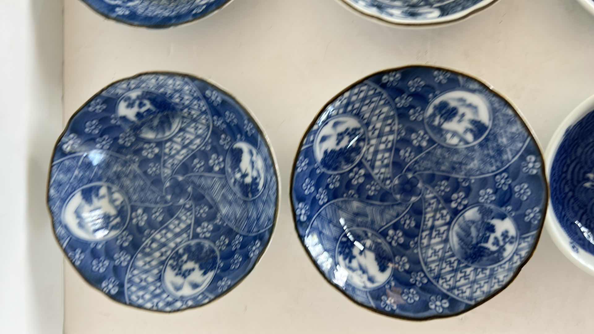 Photo 3 of 7 - BLUE AND WHITE JAPANESE PORCELAIN BOWLS (4 TAKAHASHI) LARGEST  4 1/4”