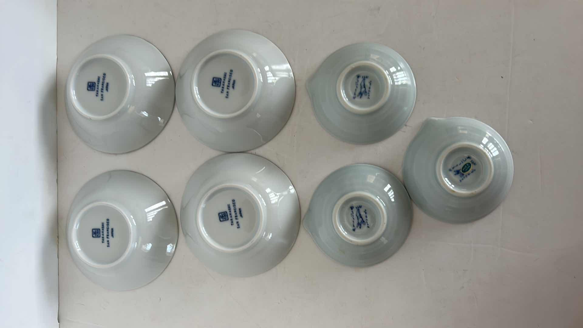 Photo 7 of 7 - BLUE AND WHITE JAPANESE PORCELAIN BOWLS (4 TAKAHASHI) LARGEST  4 1/4”