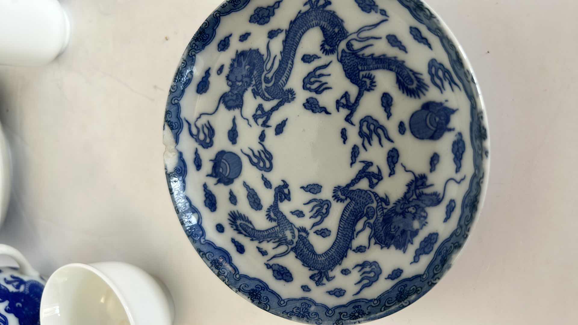 Photo 8 of  19 PIECES -SMALL BLUE AND WHITE  PORCELAIN TEACUP / ESPRESSO ASSORTMENT 