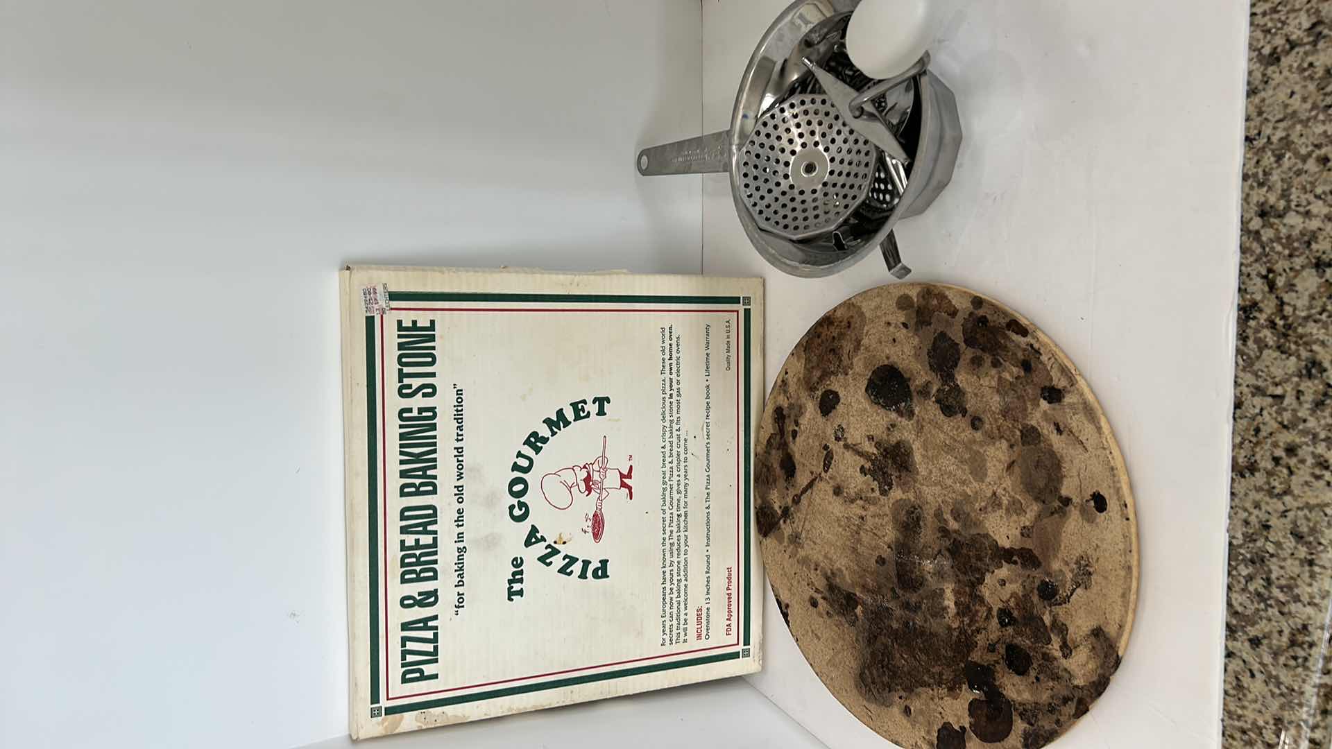 Photo 5 of KITCHEN TOOLS / ACCESORIES - PIZZA AND BREAD BAKING STONE AND ACEA MANODOMESTICI STAINLESS STEEL GRATER/SLICER/MIXER made in Italy