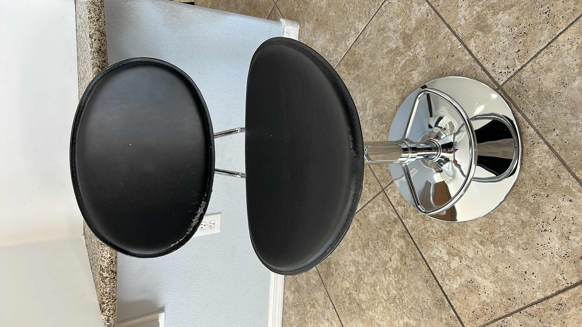 Photo 1 of CHROME AND FAUX LEATHER SWIVEL ADJUSTABLE BARSTOOL