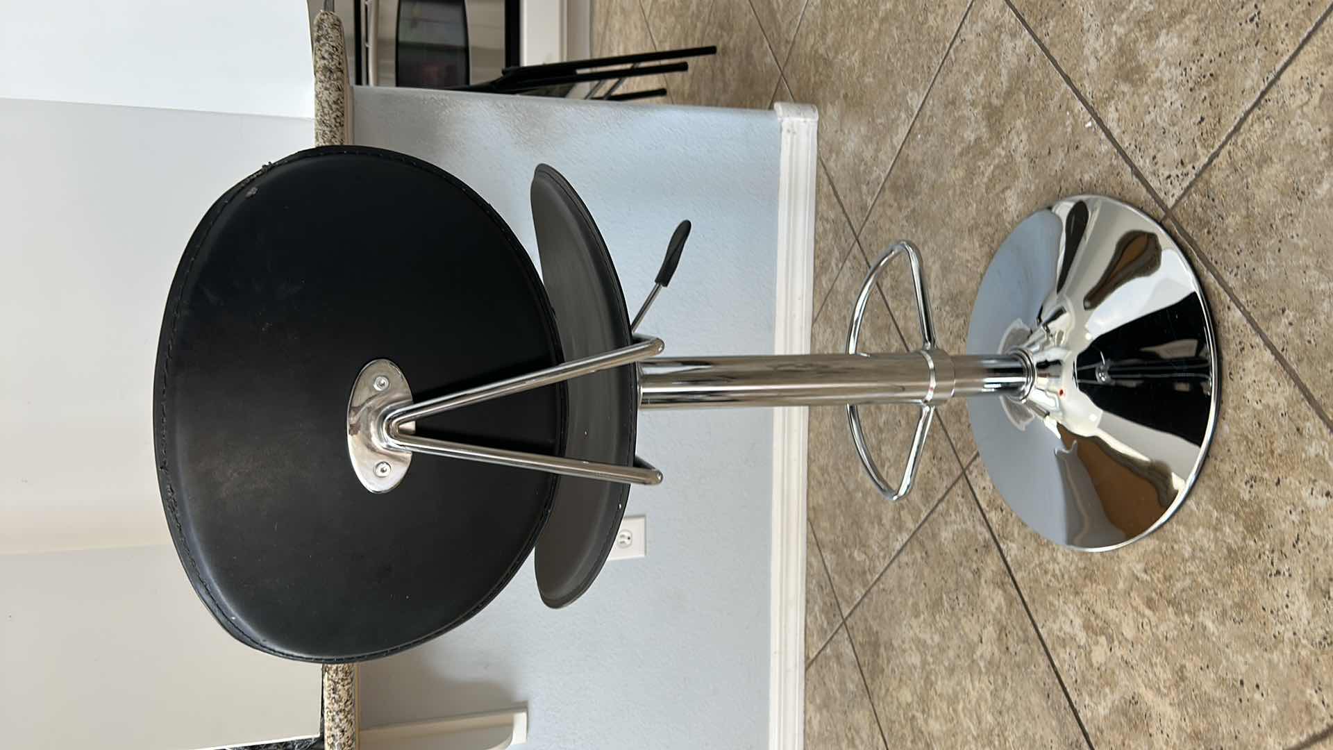 Photo 5 of CHROME AND FAUX LEATHER SWIVEL ADJUSTABLE BARSTOOL