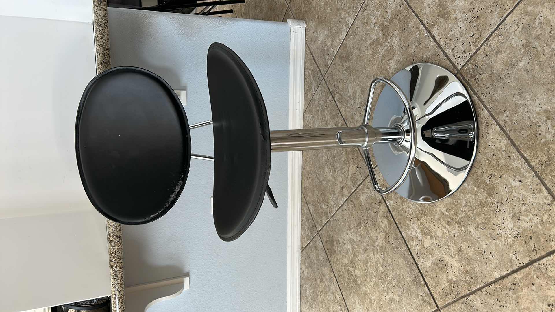 Photo 7 of CHROME AND FAUX LEATHER SWIVEL ADJUSTABLE BARSTOOL