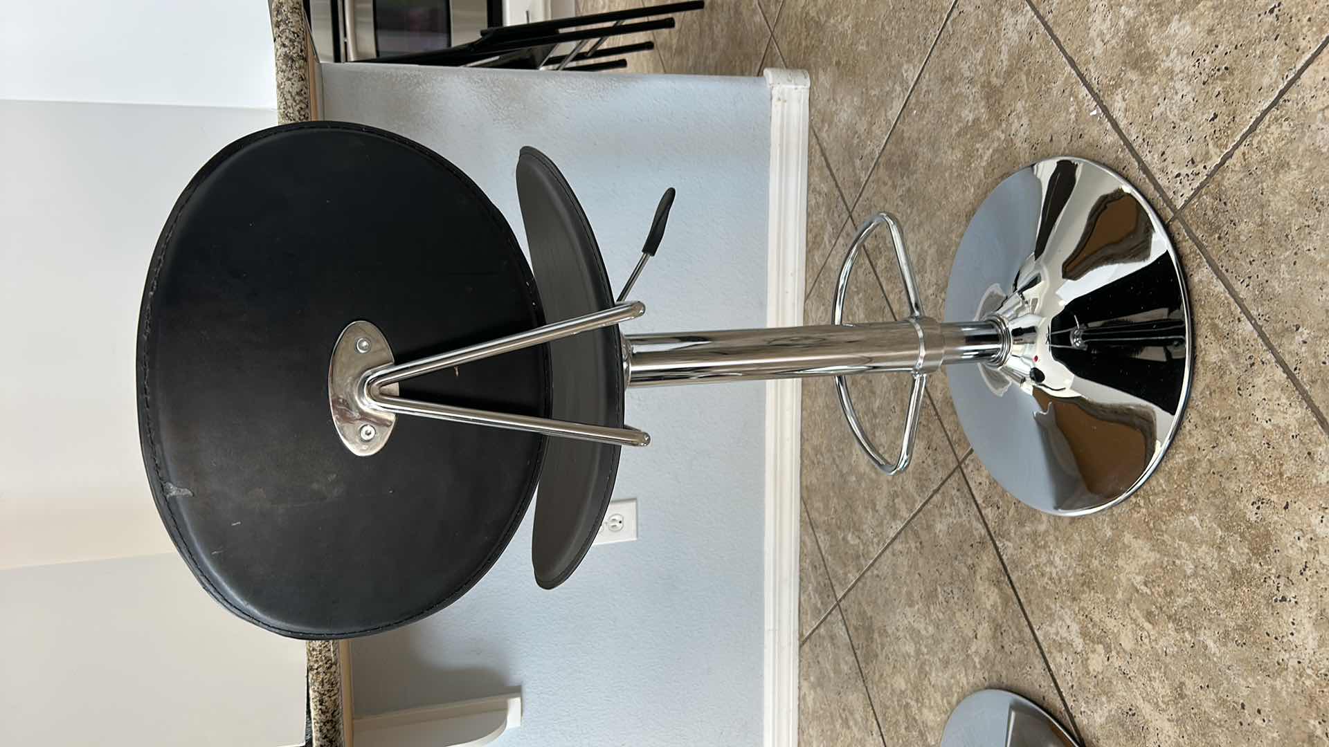 Photo 5 of CHROME AND FAUX LEATHER SWIVEL ADJUSTABLE BARSTOOL